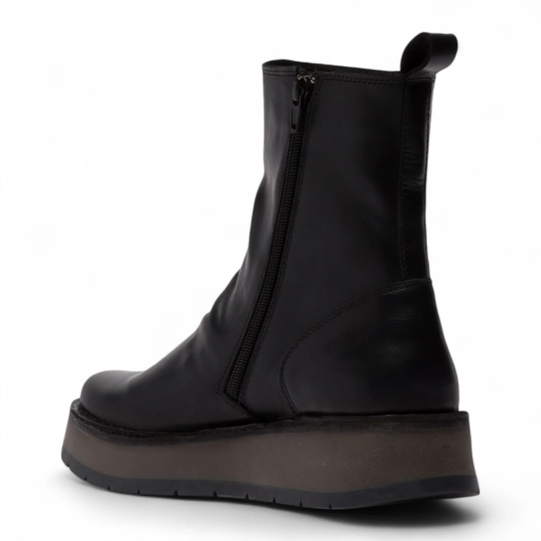 Fly London Womens Black RENO053FLY Leather Zip Up Platform Comfort Ankle Boots - Image 4