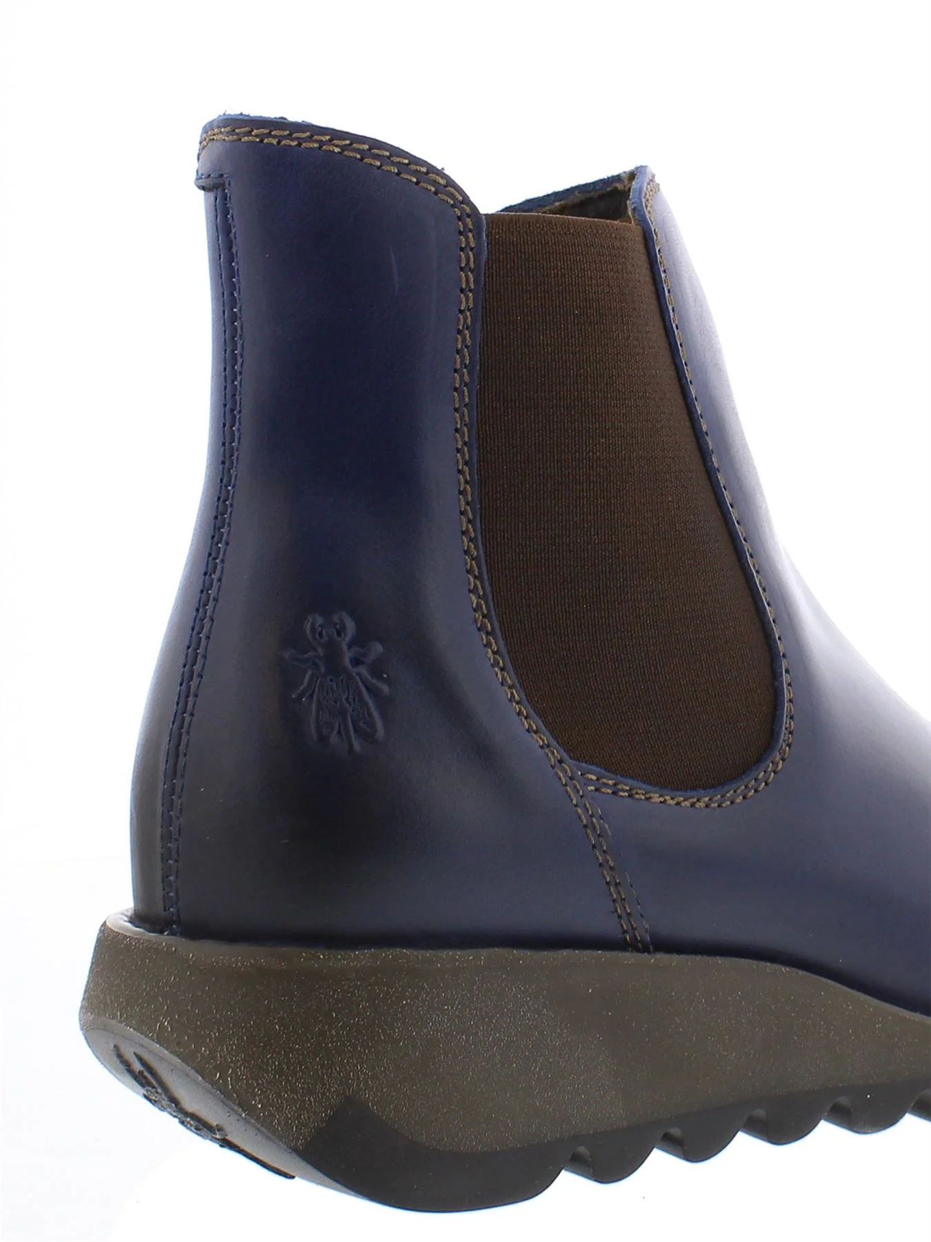 Fly London Womens Blue SALV Chelsea Leather Ankle Casual Wedge Heel Boots - Image 12