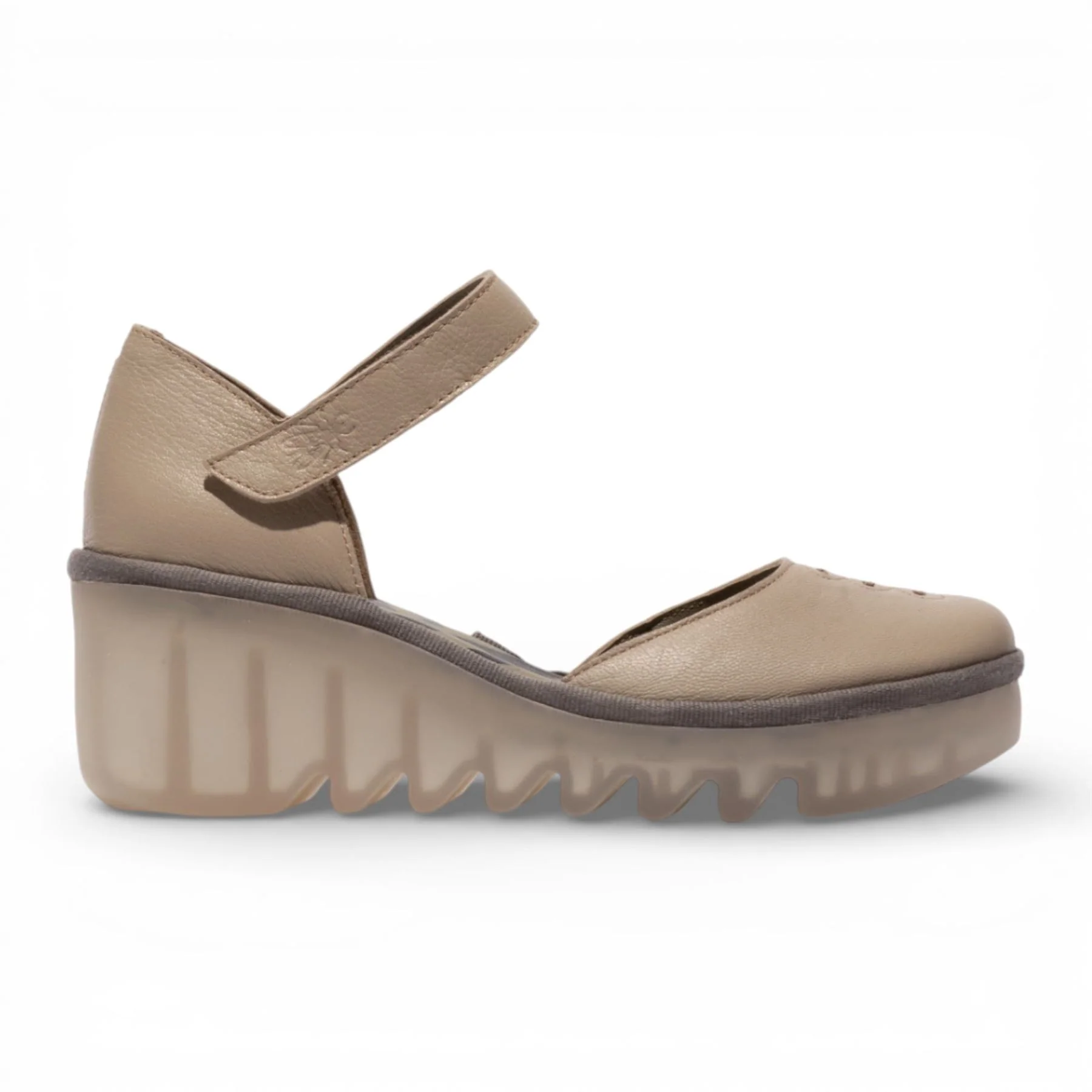 Fly London Women's Taupe BISO305FLY Suede Leather Wedge Sandals