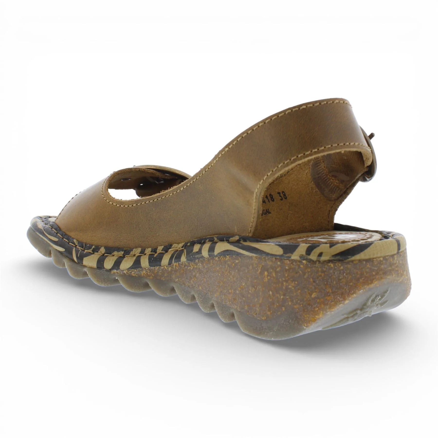 Fly London Women's TRAM723FLY Camel Brown Leather Wedge Sandals - Image 6