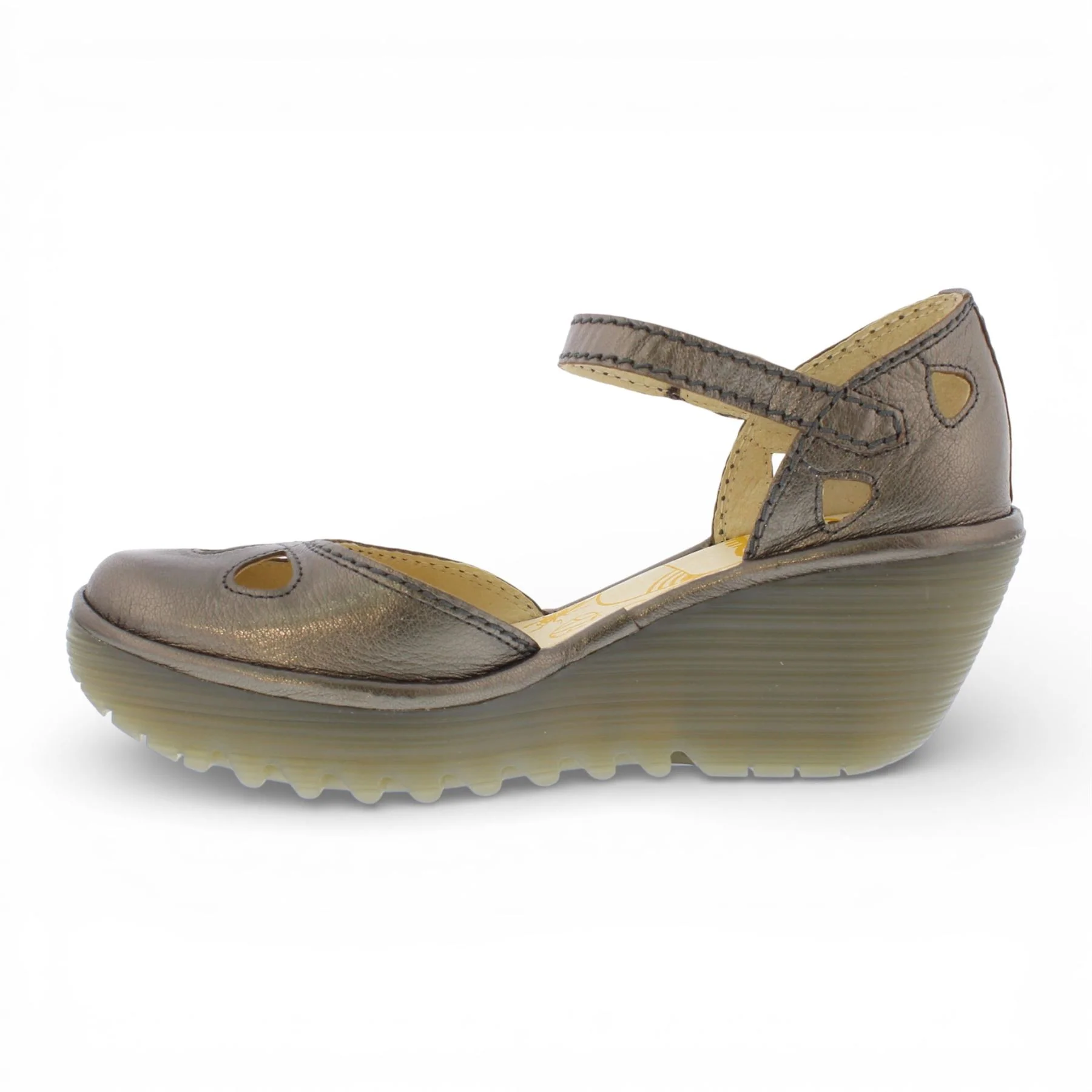 Fly London Women's Yuna Bronze Brown Leather Wedge Sandals - Image 5