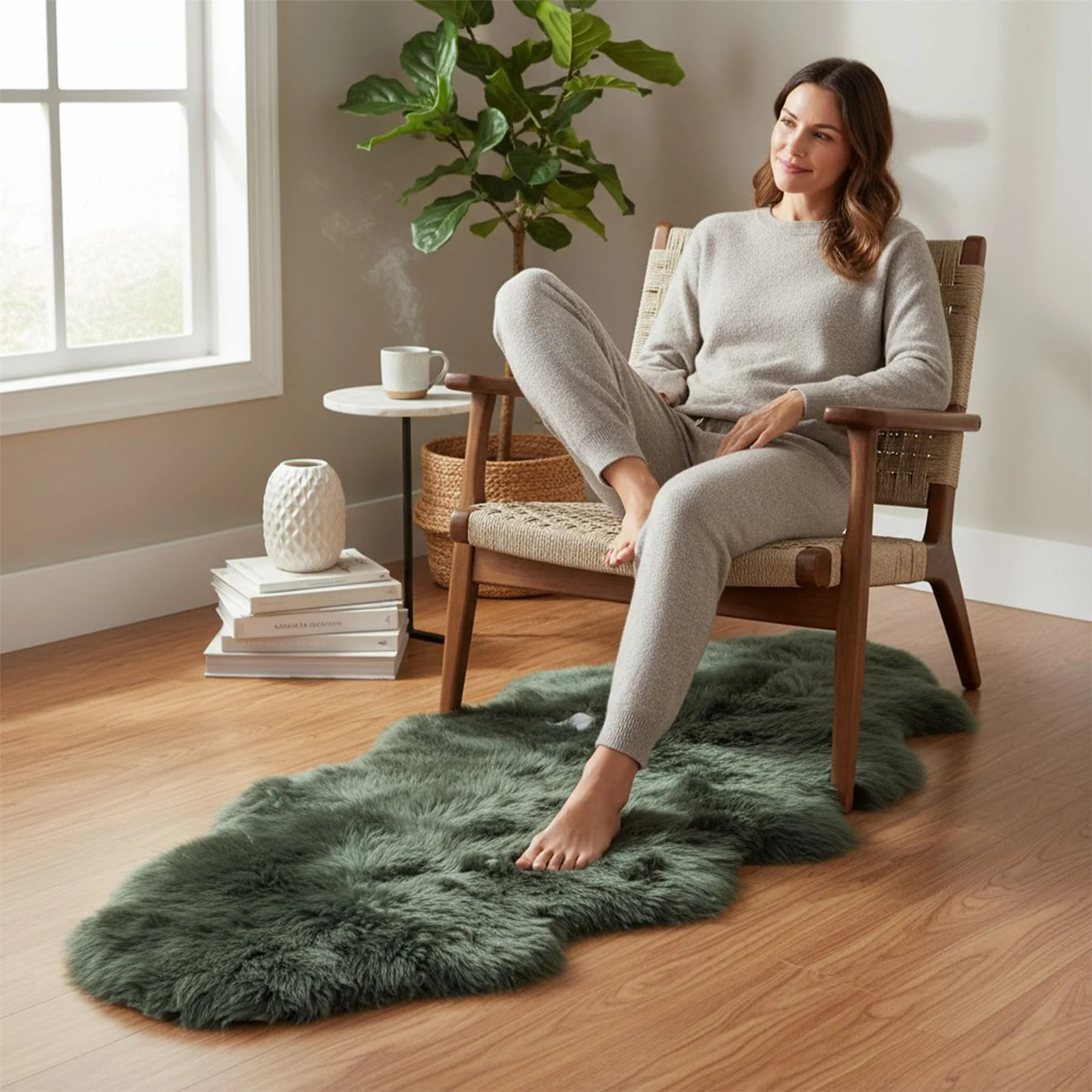 Genuine Sheepskin Double Natural Fluffy Silky Soft Real Wool Rug - Image 7