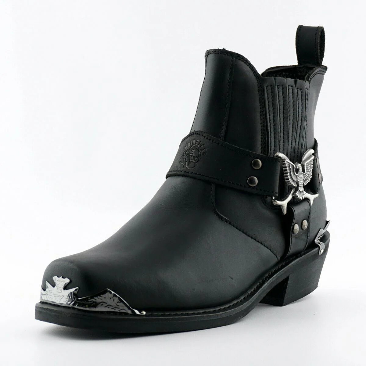 Grinders Mens Black Cowboy Biker Boots- Eagle Lo - Image 5