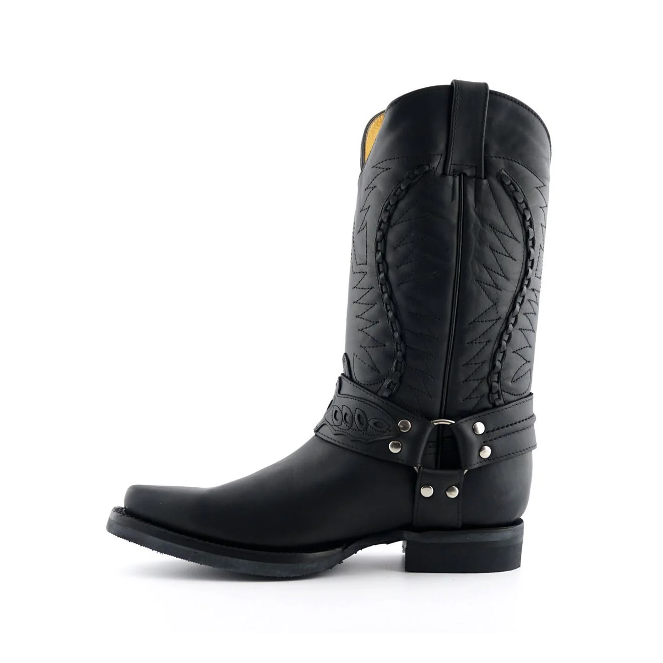 Grinders Mens Black Leather Cowboy Boot-Galveston - Image 3