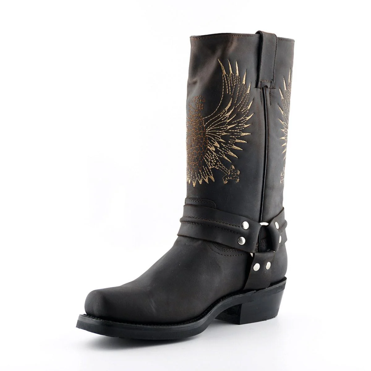 Grinders Mens Brown Leather Cowboy Boots-Bald Eagle - Image 6