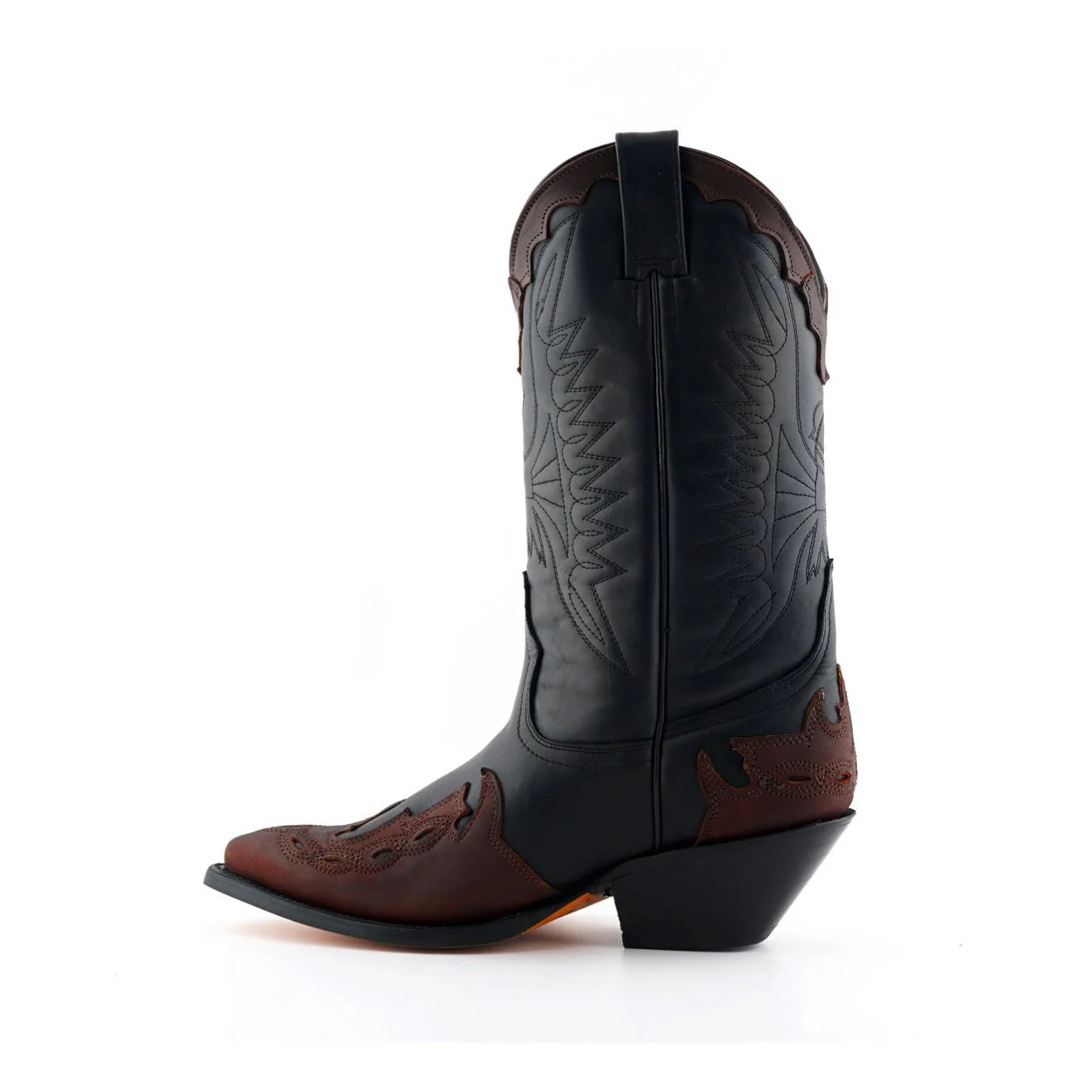 Grinders Unisex Black/Burgundy Leather Cowboy Boots-Arizona - Image 3