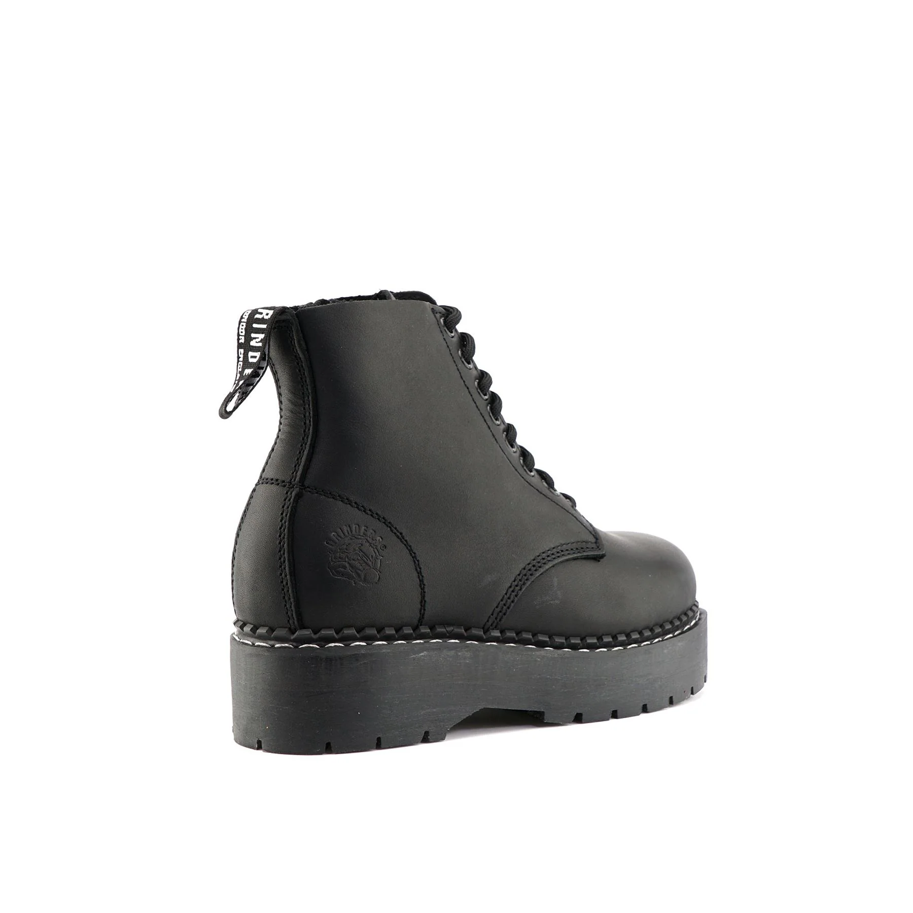 Grinders Unisex Black Leather Ankle Casual Lace Up Boots - Chalie ACS - Image 5