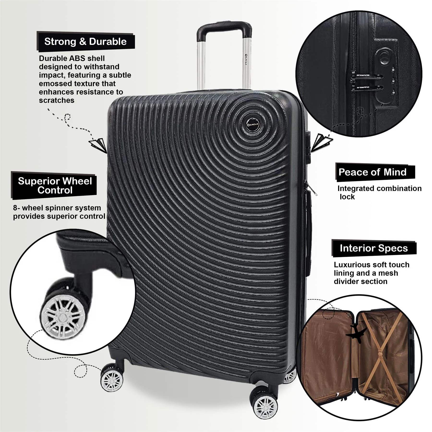 Hard Shell ABS Cabin Suitcase Luggage Set - Image 45