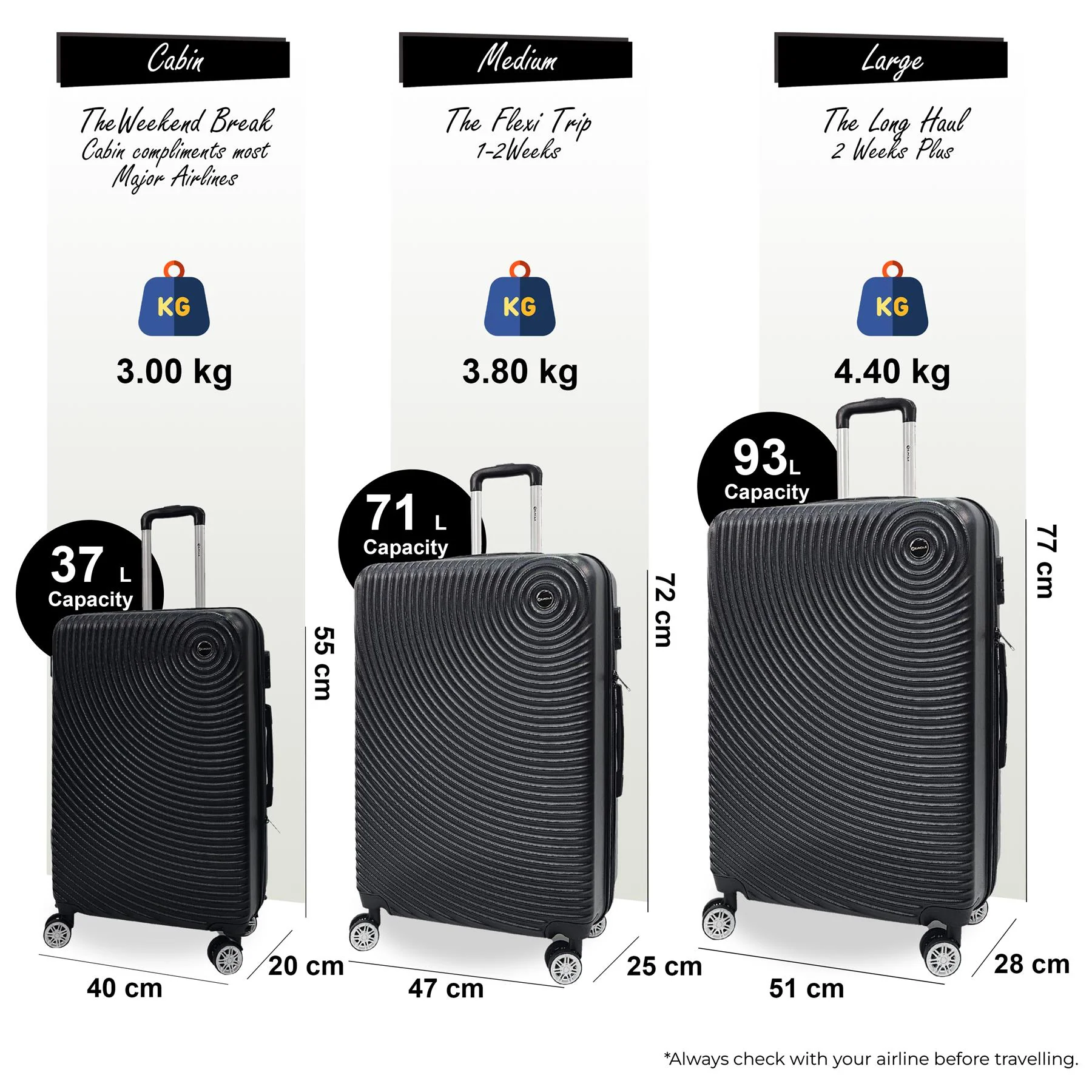 Hard Shell ABS Cabin Suitcase Luggage Set - Image 55