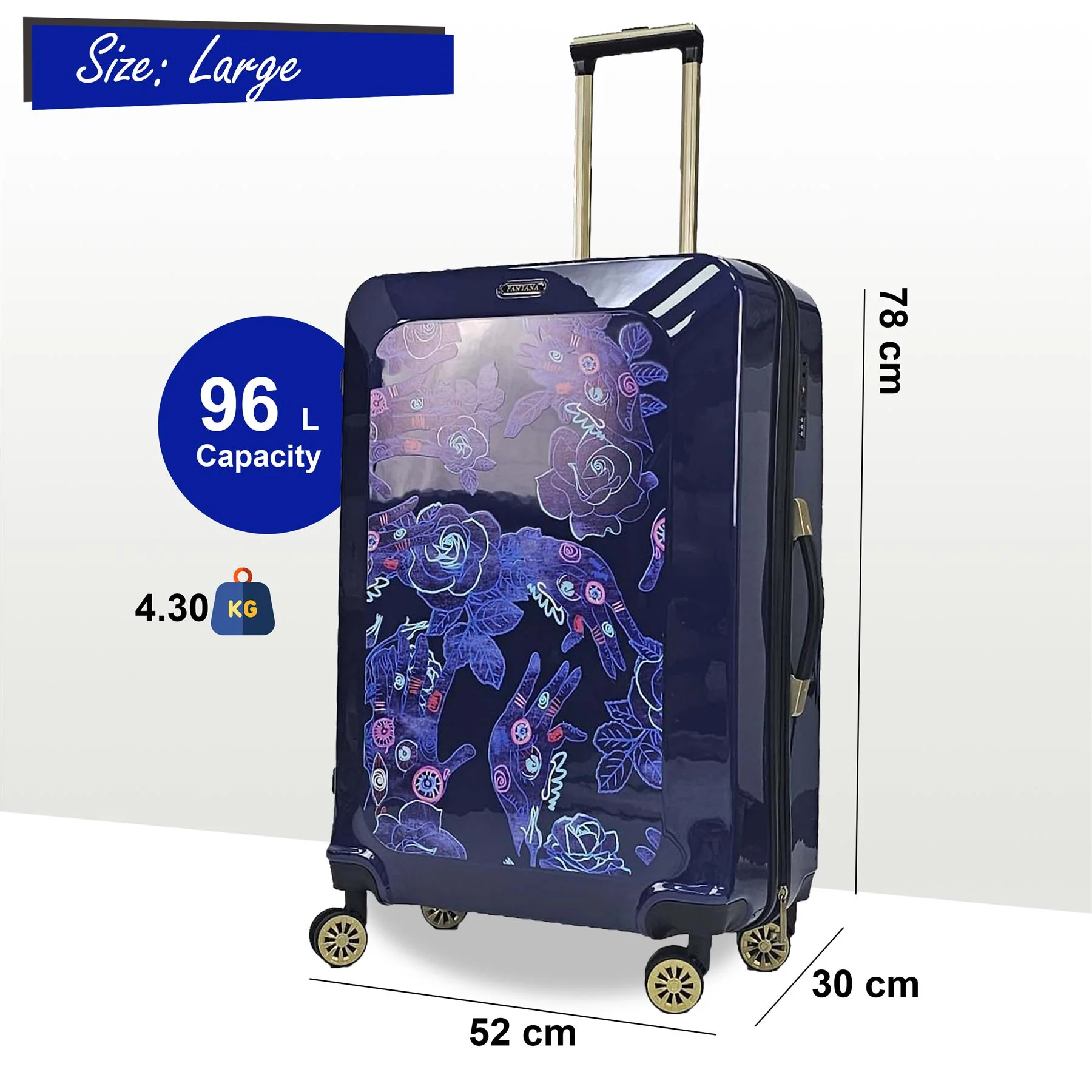 Hard Shell Flower Print Suitcase Luggage Set - Image 35