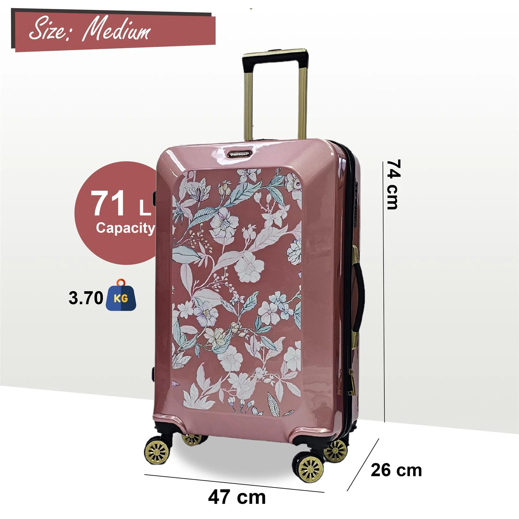 Hard Shell Flower Print Suitcase Luggage Set - Image 85