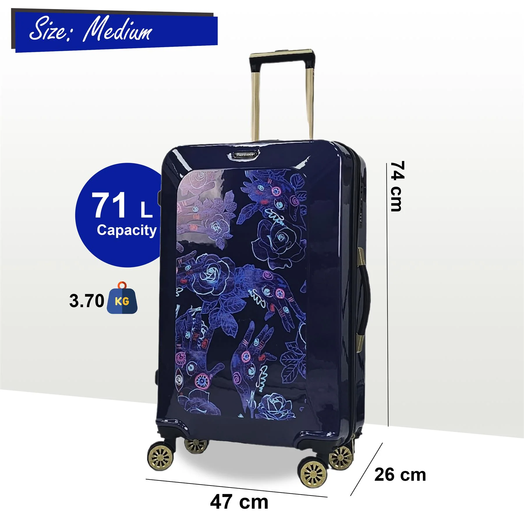 Hard Shell Flower Print Suitcase Luggage Set - Image 96