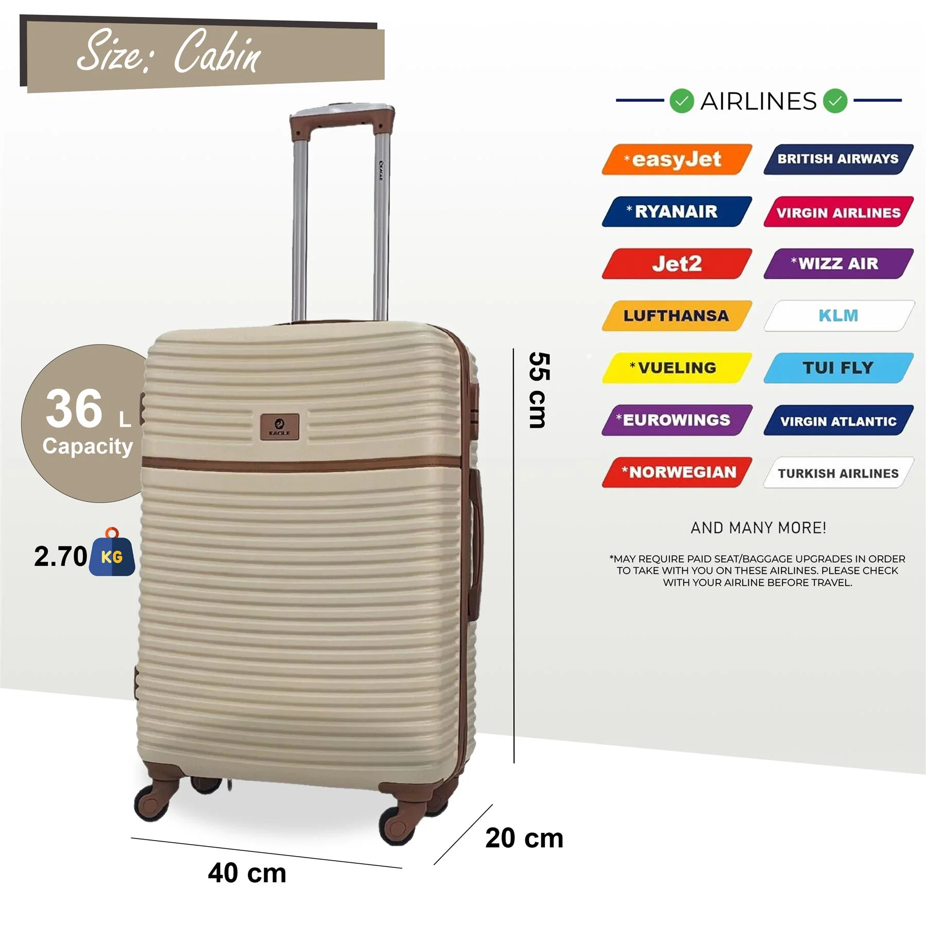 Hardshell Cabin Robust 4 Wheel ABS Luggage Travel Bag - Image 17