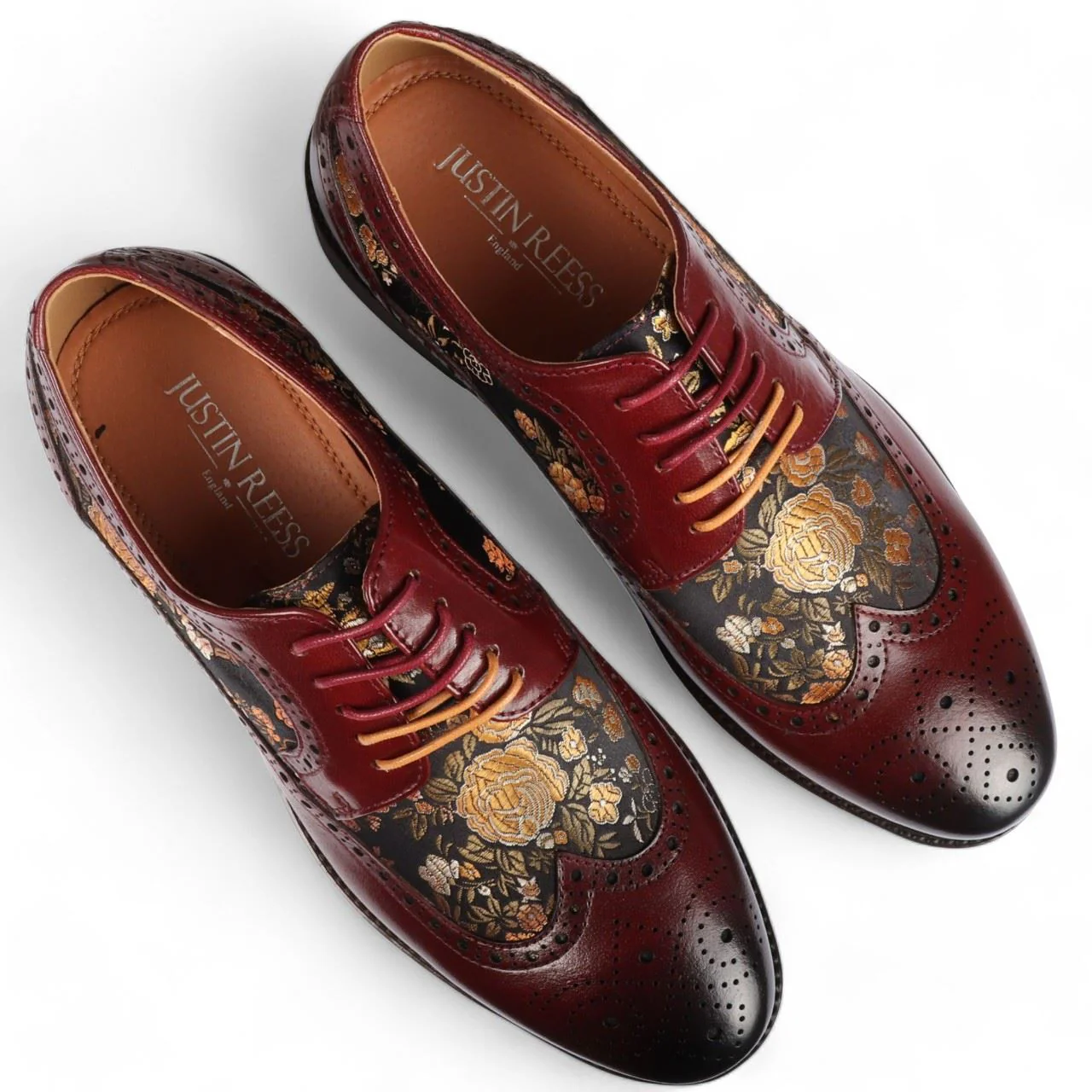 Justin Reess Men's Leather Floral Brogue Shoes - Ross - Image 13