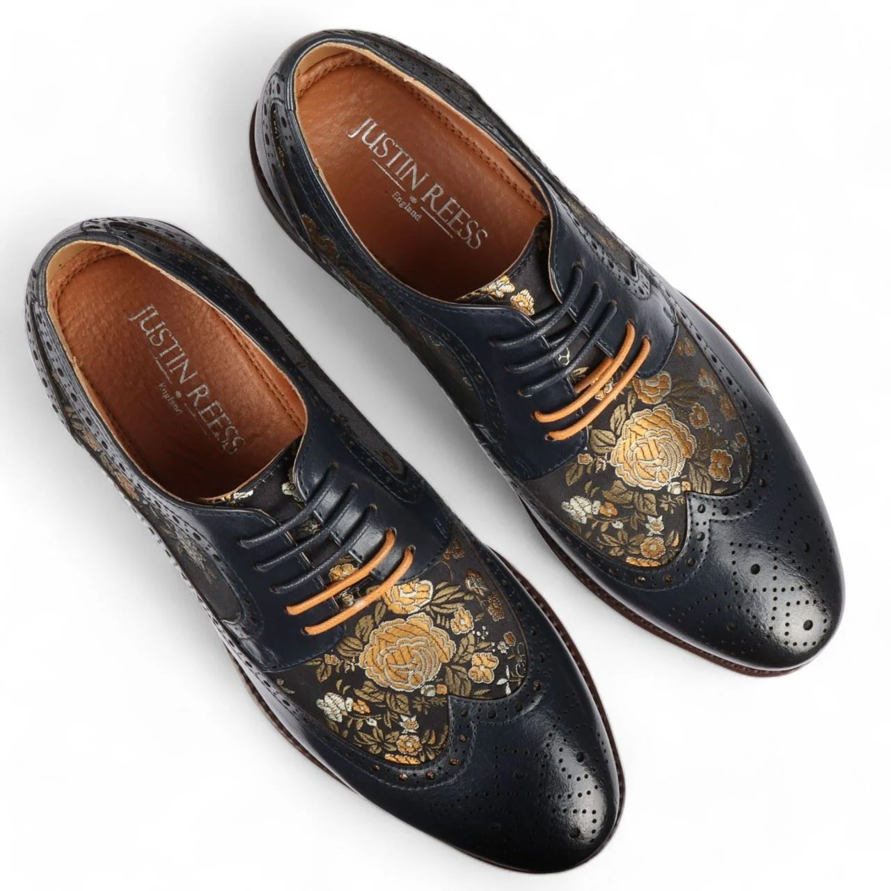 Justin Reess Men's Leather Floral Brogue Shoes - Ross - Image 22