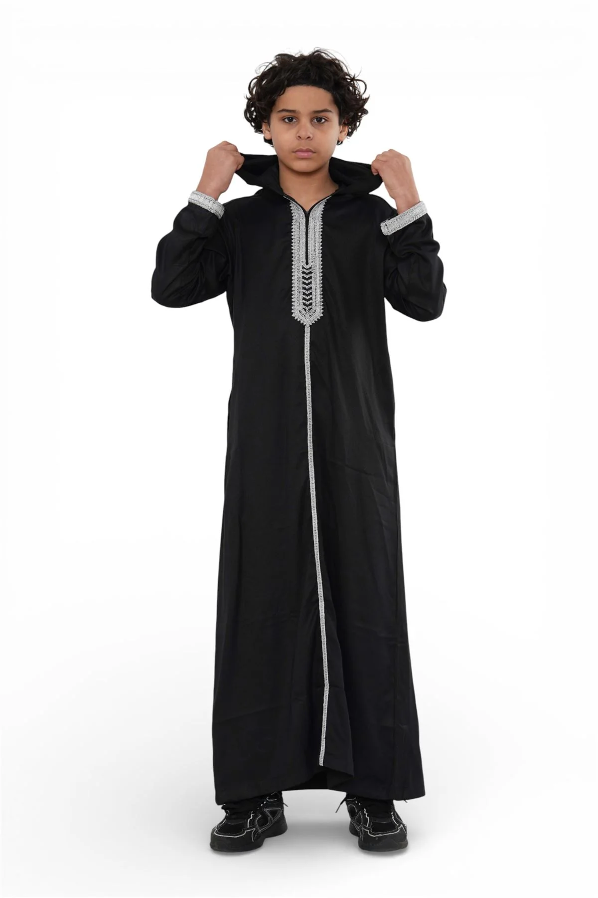 Kids Boys Eid Hooded Moroccan Thobe Robe Djellaba Ramadan Jubba- K-HM3 - Image 3