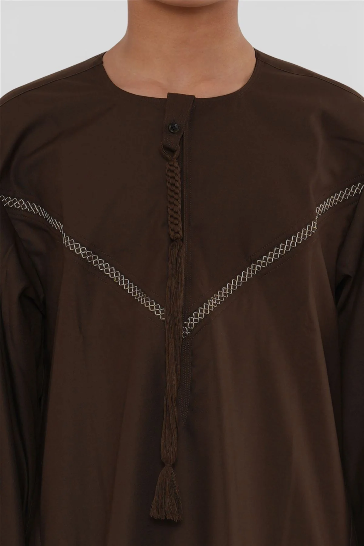 Kids Boys Moroccan Embroidered Djellaba Islamic Jubba Robe Tassel Ramadan Thobe - Image 11
