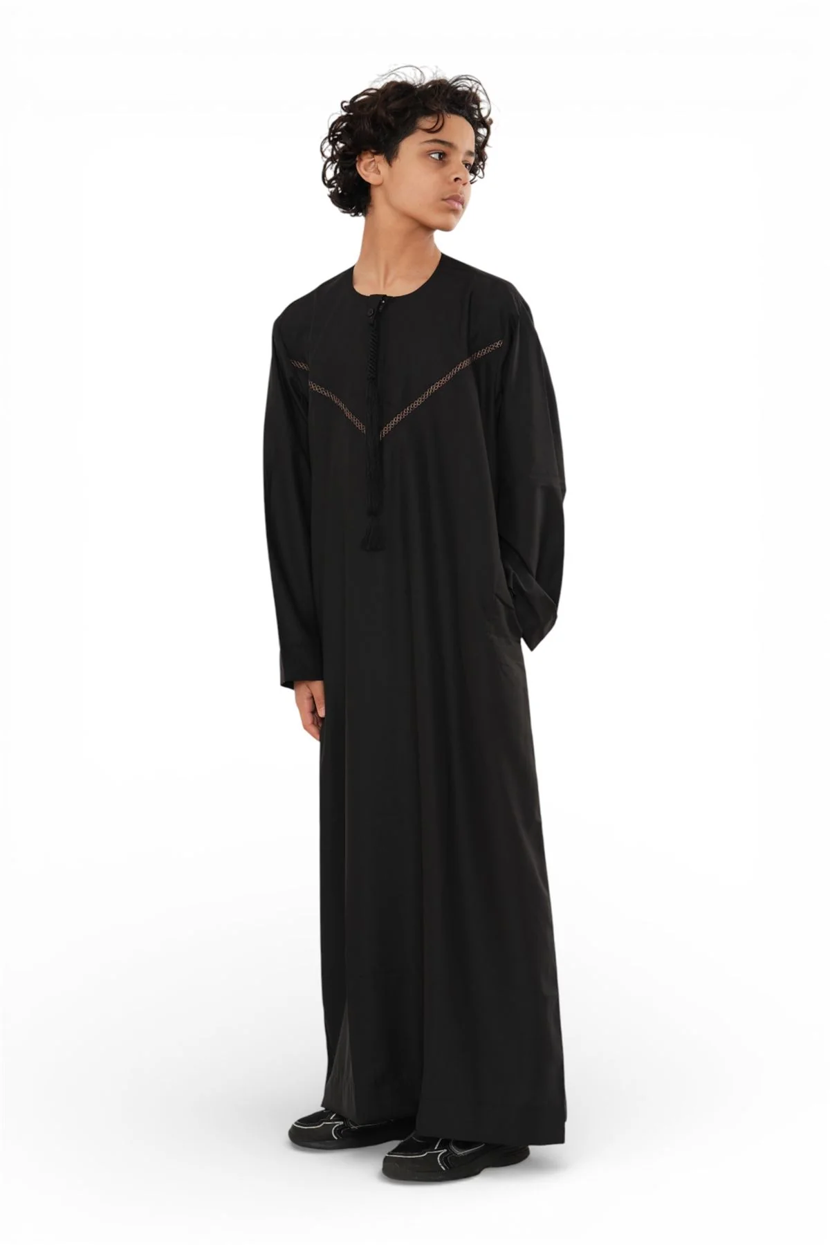 Kids Boys Moroccan Embroidered Djellaba Islamic Jubba Robe Tassel Ramadan Thobe - Image 3