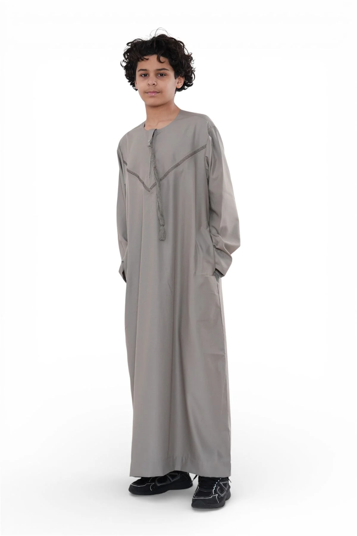 Kids Boys Moroccan Embroidered Djellaba Islamic Jubba Robe Tassel Ramadan Thobe - Image 51