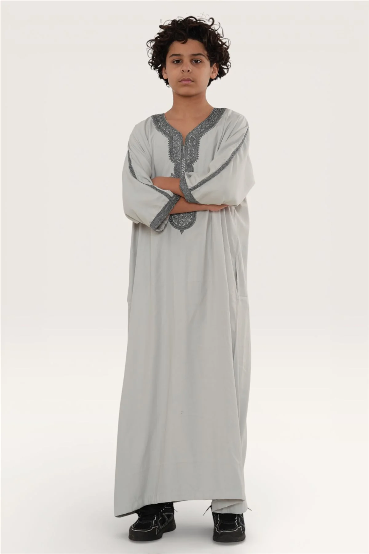 Kids Boys Moroccan Thobe Robe Eid Djellaba Gandoura Jubba- K-HM65 - Image 2