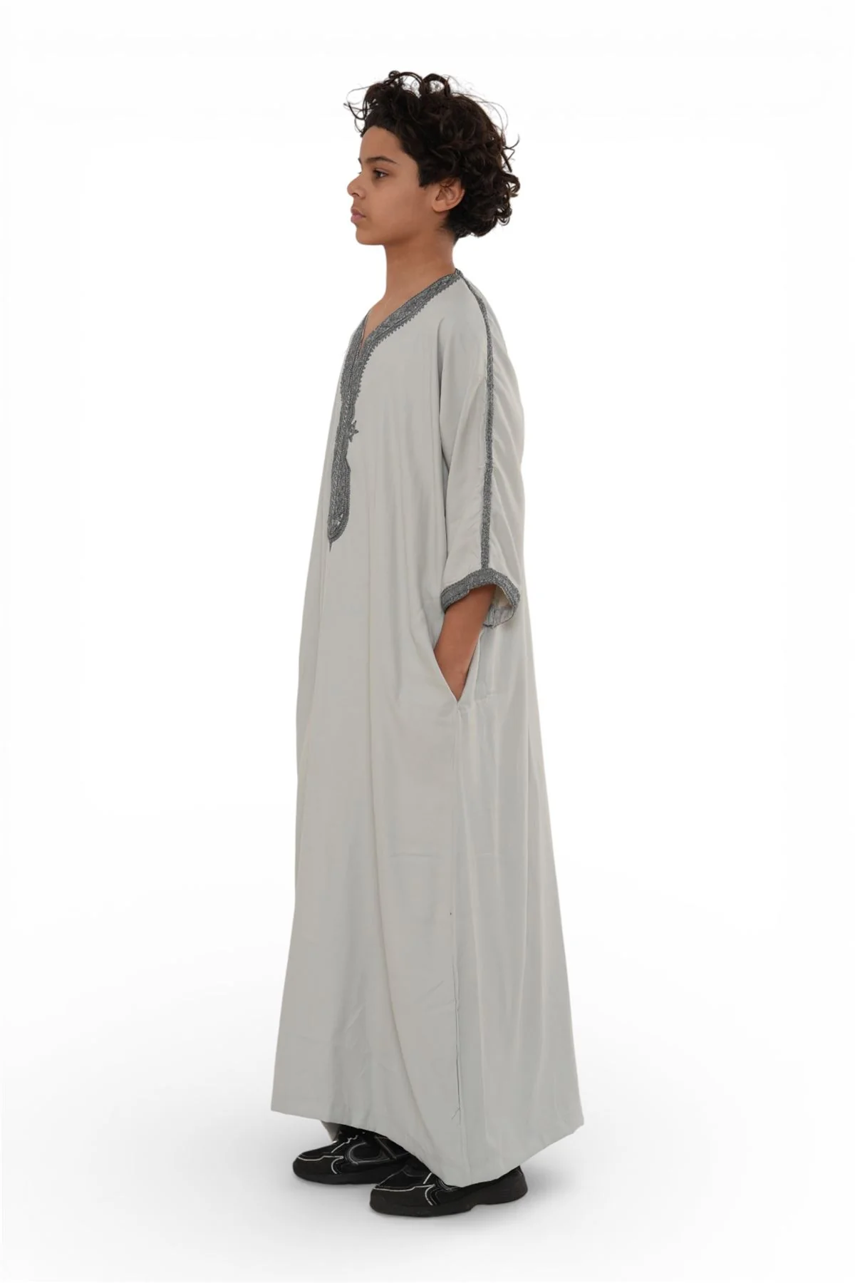Kids Boys Moroccan Thobe Robe Eid Djellaba Gandoura Jubba- K-HM65 - Image 4