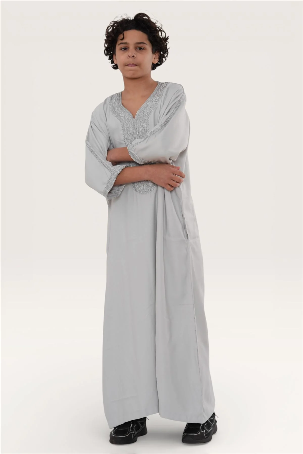Kids Boys Moroccan Thobe Robe Eid Djellaba Gandoura Jubba- K-HM65 - Image 8