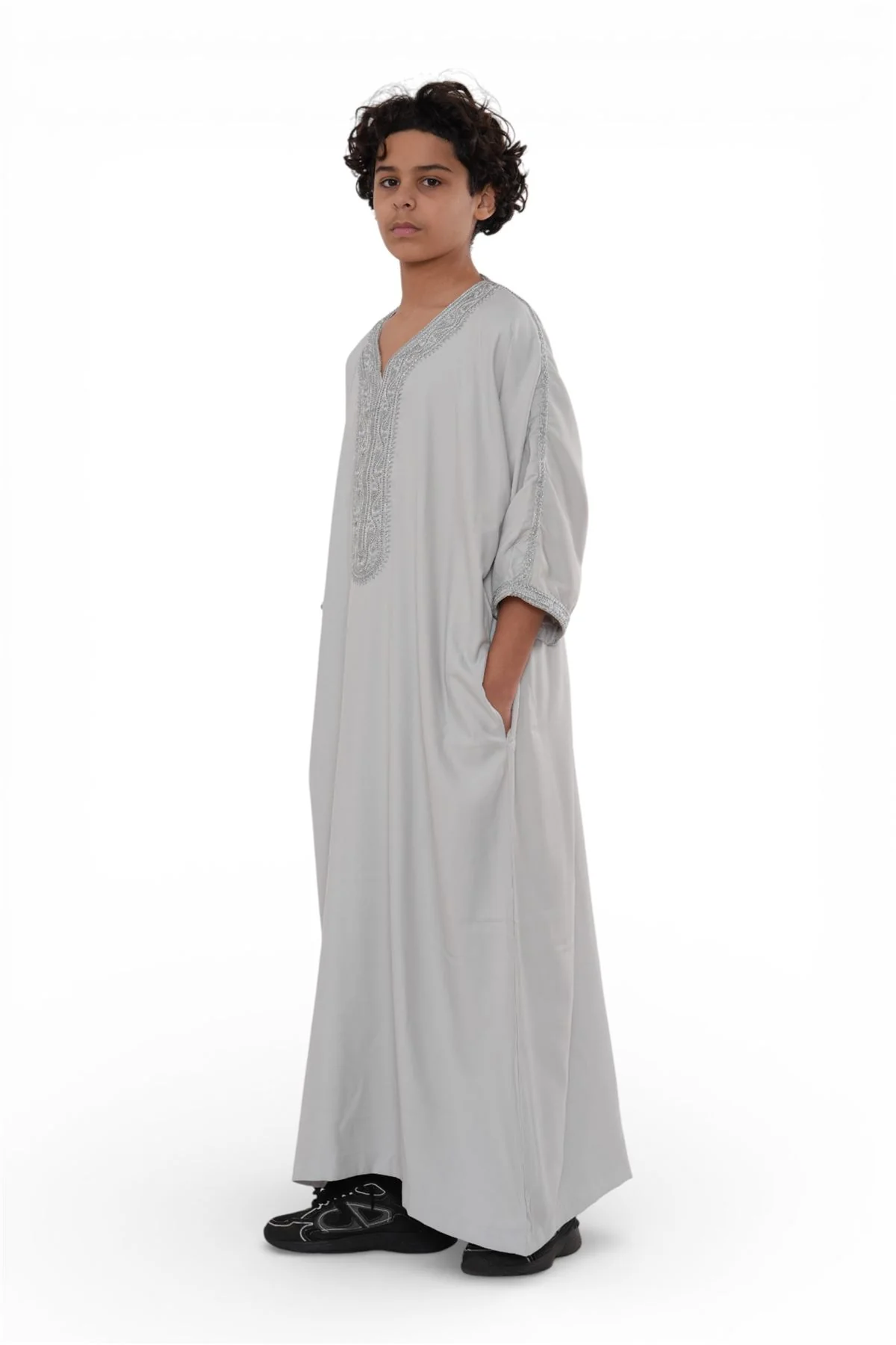 Kids Boys Moroccan Thobe Robe Eid Djellaba Gandoura Jubba- K-HM65 - Image 9