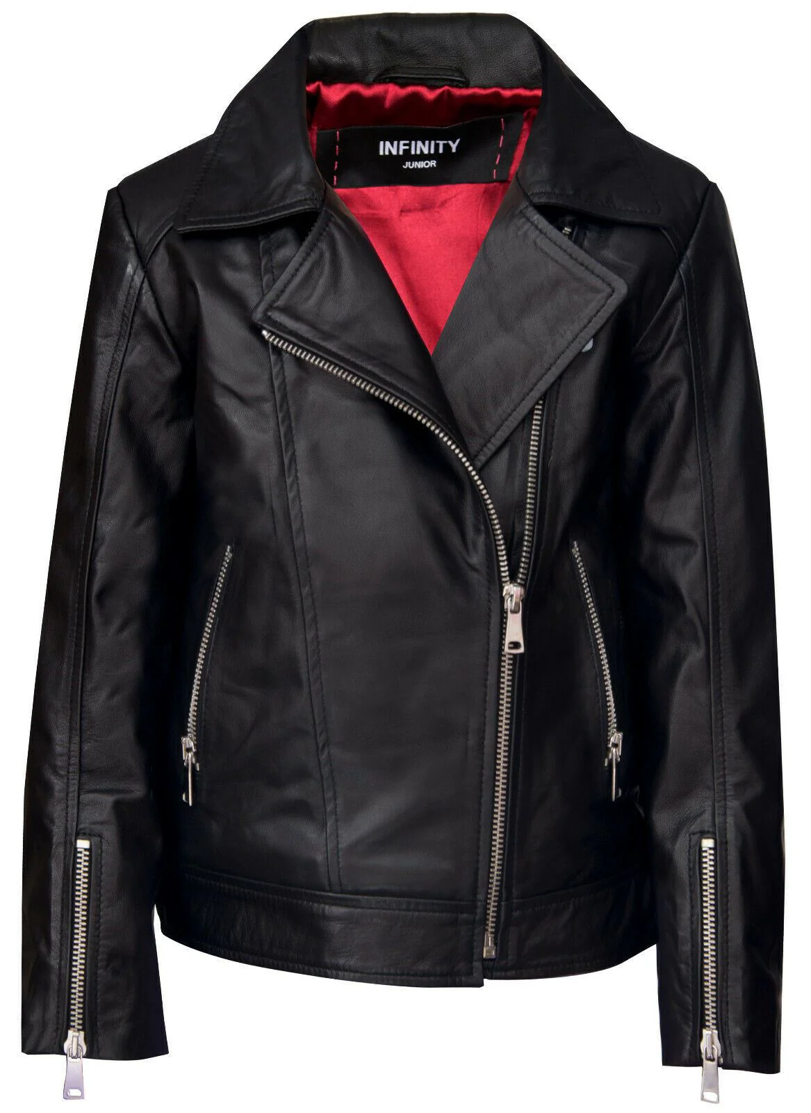 Kids Designer's Girls 100% Leather Zip Up Biker Coat (1-13Years)