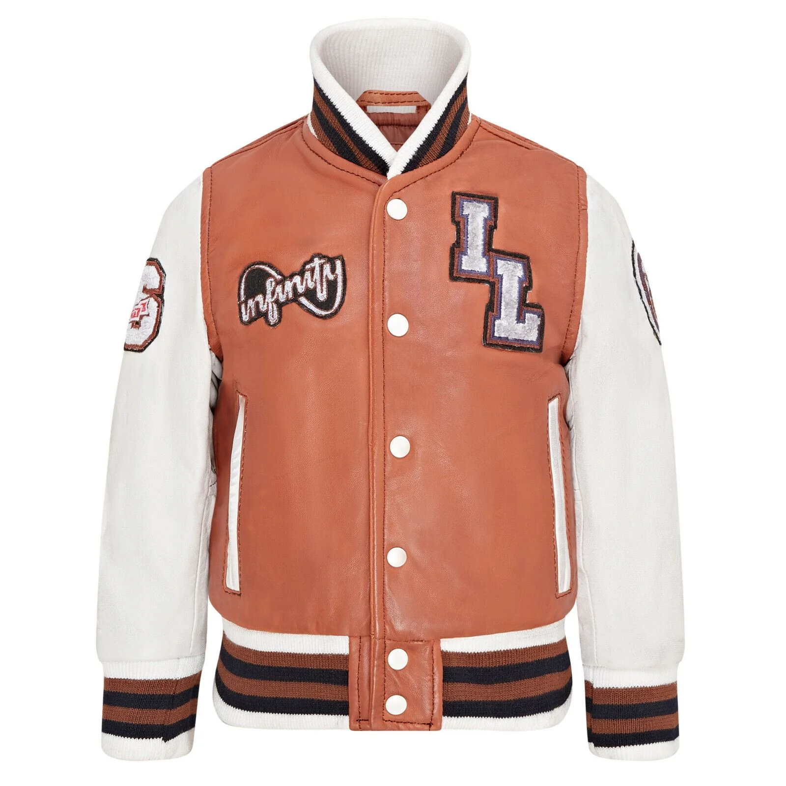 Kids Letterman Leather Varsity College Bomber Jacket 3-13 yrs - Image 13