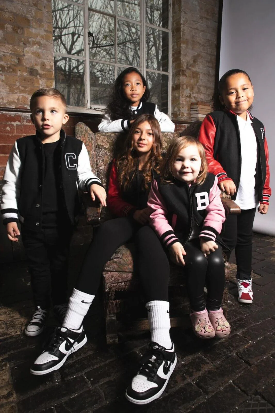 Kids Varsity Bomber Jacket with Real Leather Sleeves 3-13 yrs - Image 6