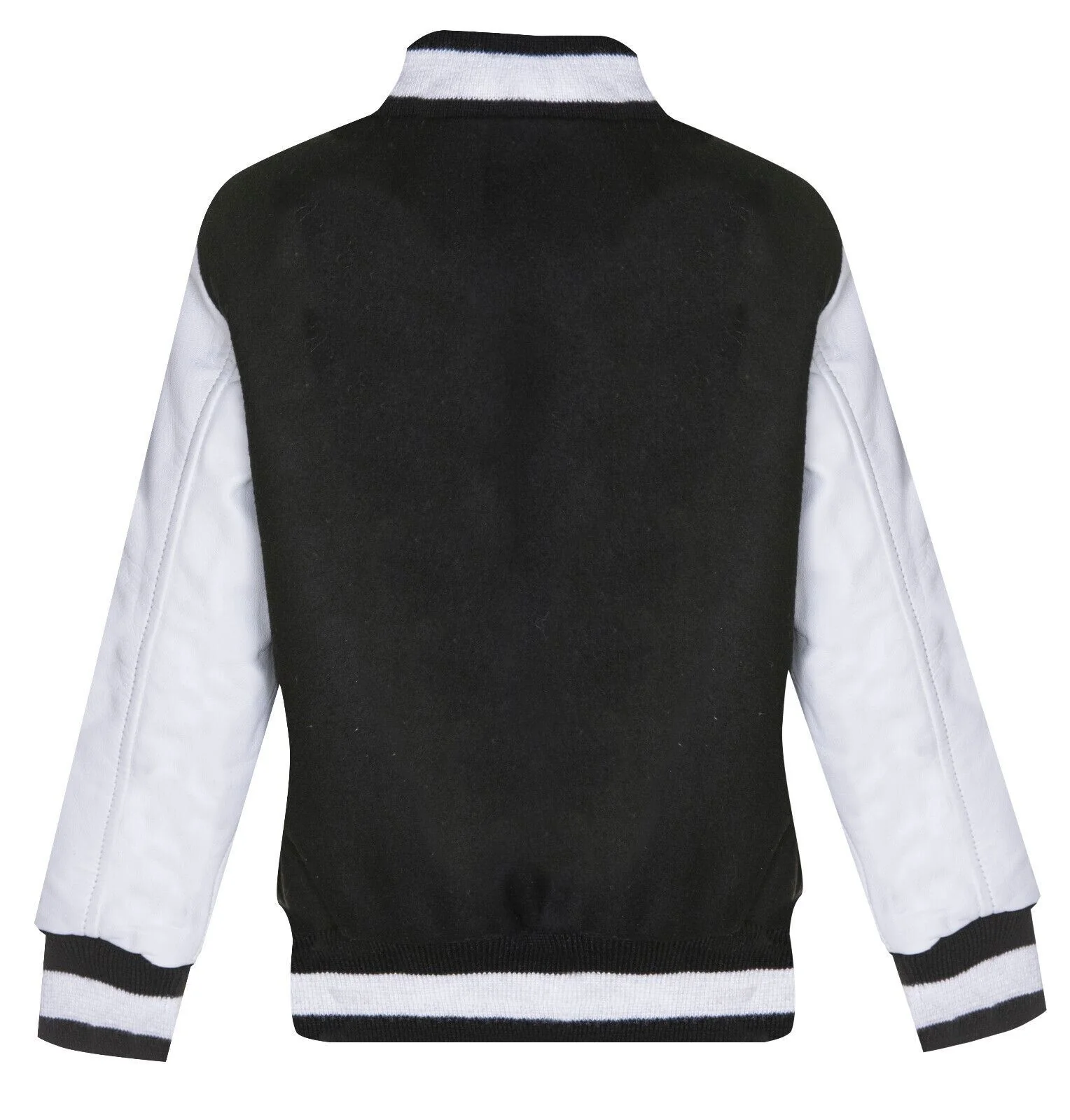 Kids Varsity Bomber Jacket with Real Leather Sleeves 3-13 yrs - Image 3