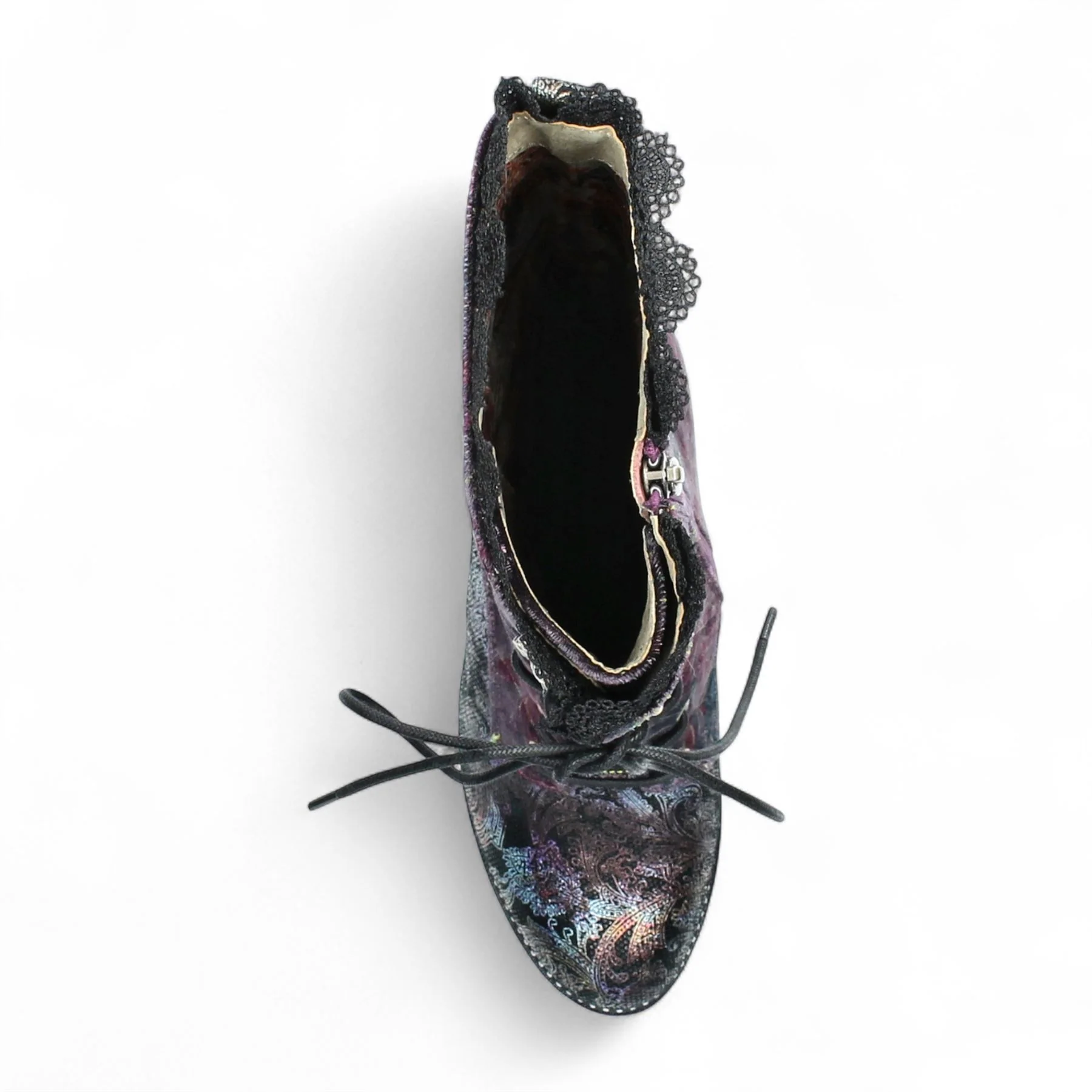 Laura Vita Alcbane 0351 Violet Floral Womens Gothic Victorian Leather Heeled High Boots - Image 7