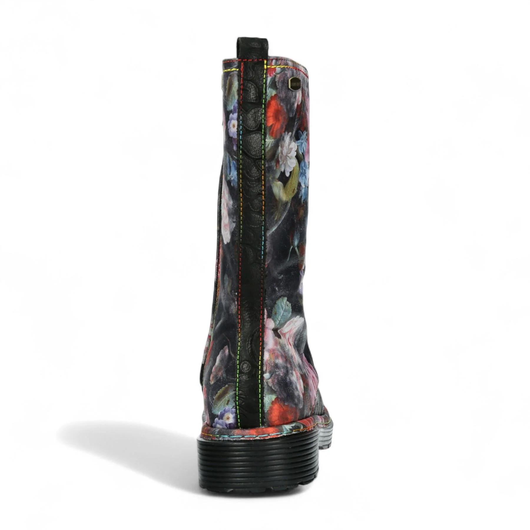 Laura Vita Incaso-18 Black Floral Womens Gothic Victorian Leather High Boots - Image 5