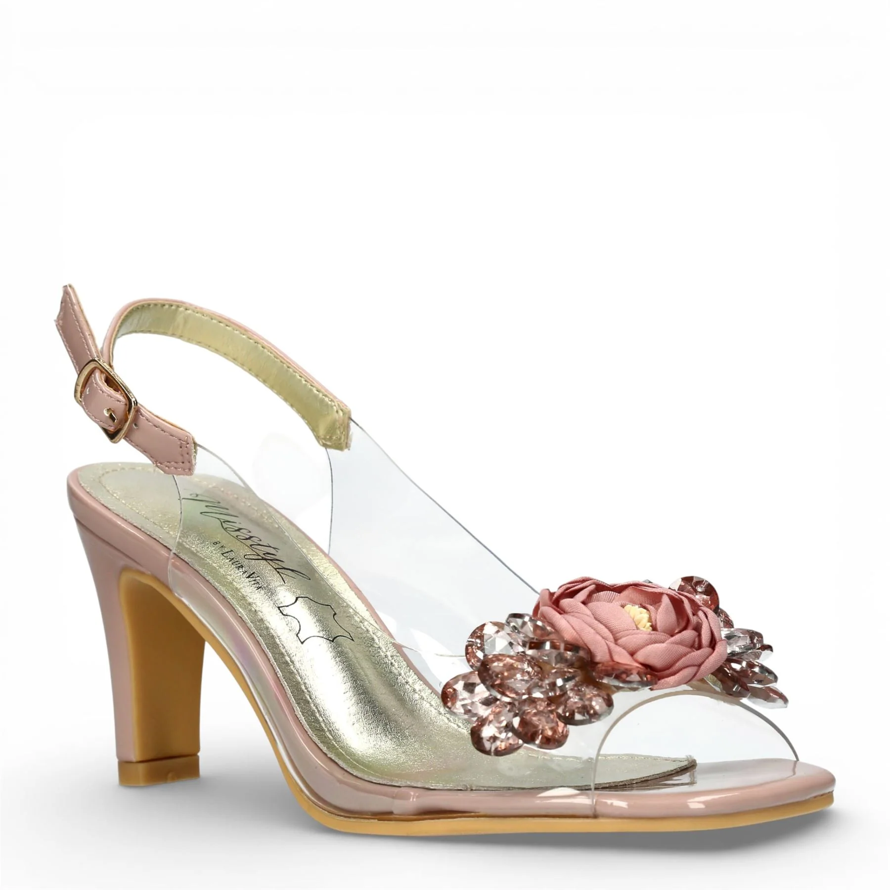 Laura Vita Women’s Mira 05 Clear Rose Pink Slip-On Cinderella Heel Sandals - Image 3