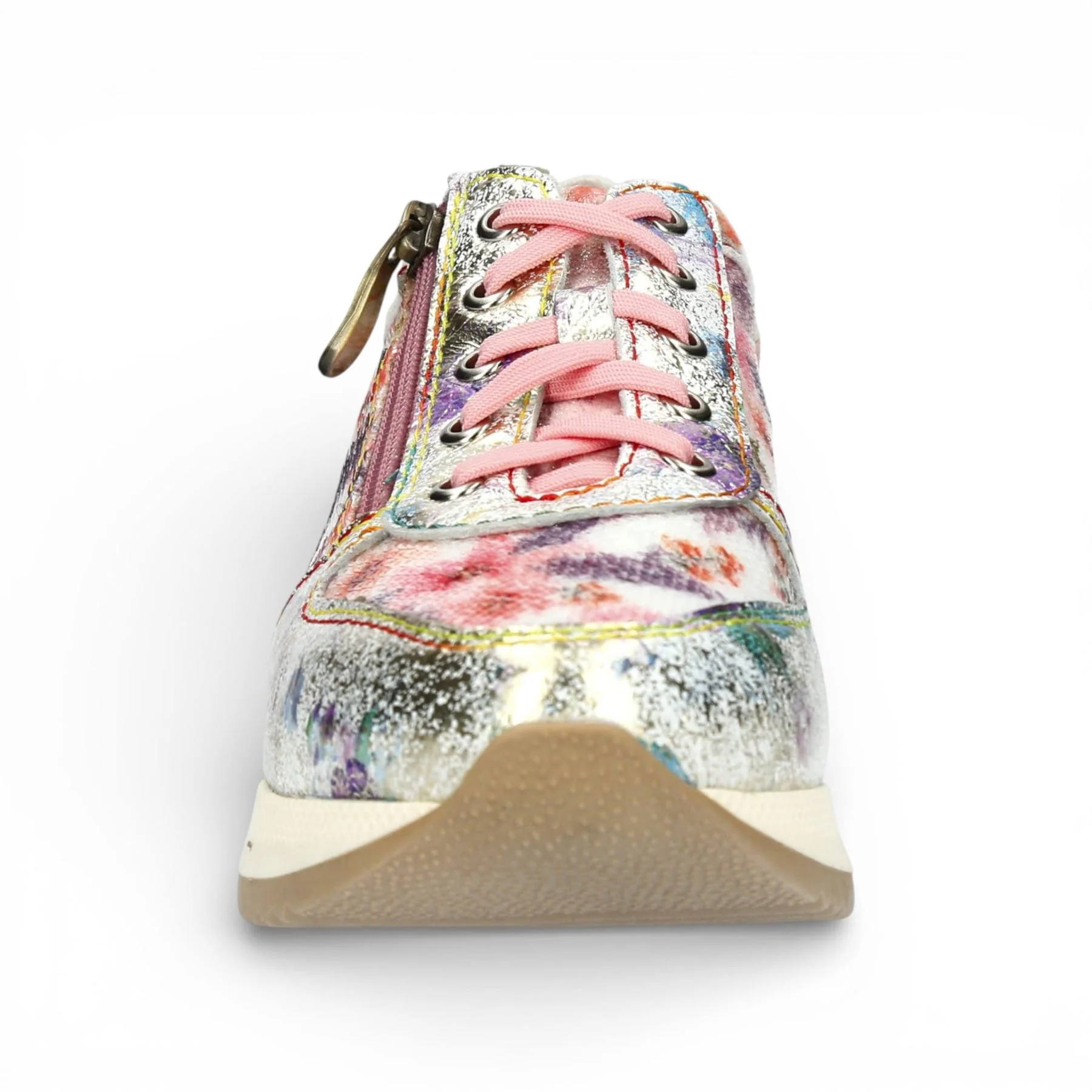 Laura Vita Women's Gycmo 58 Rose Pink Floral Leather Trainers Sneaker Shoes - Image 4