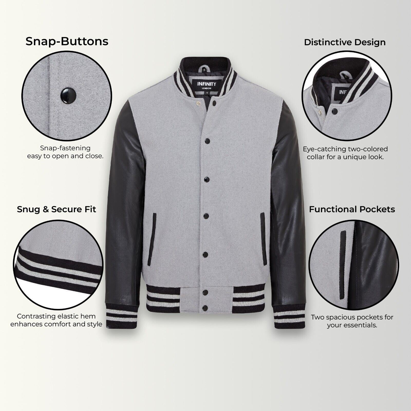 Letterman Baseball Wool Leather Varsity Bomber Jacket - Wallingford - Image 17