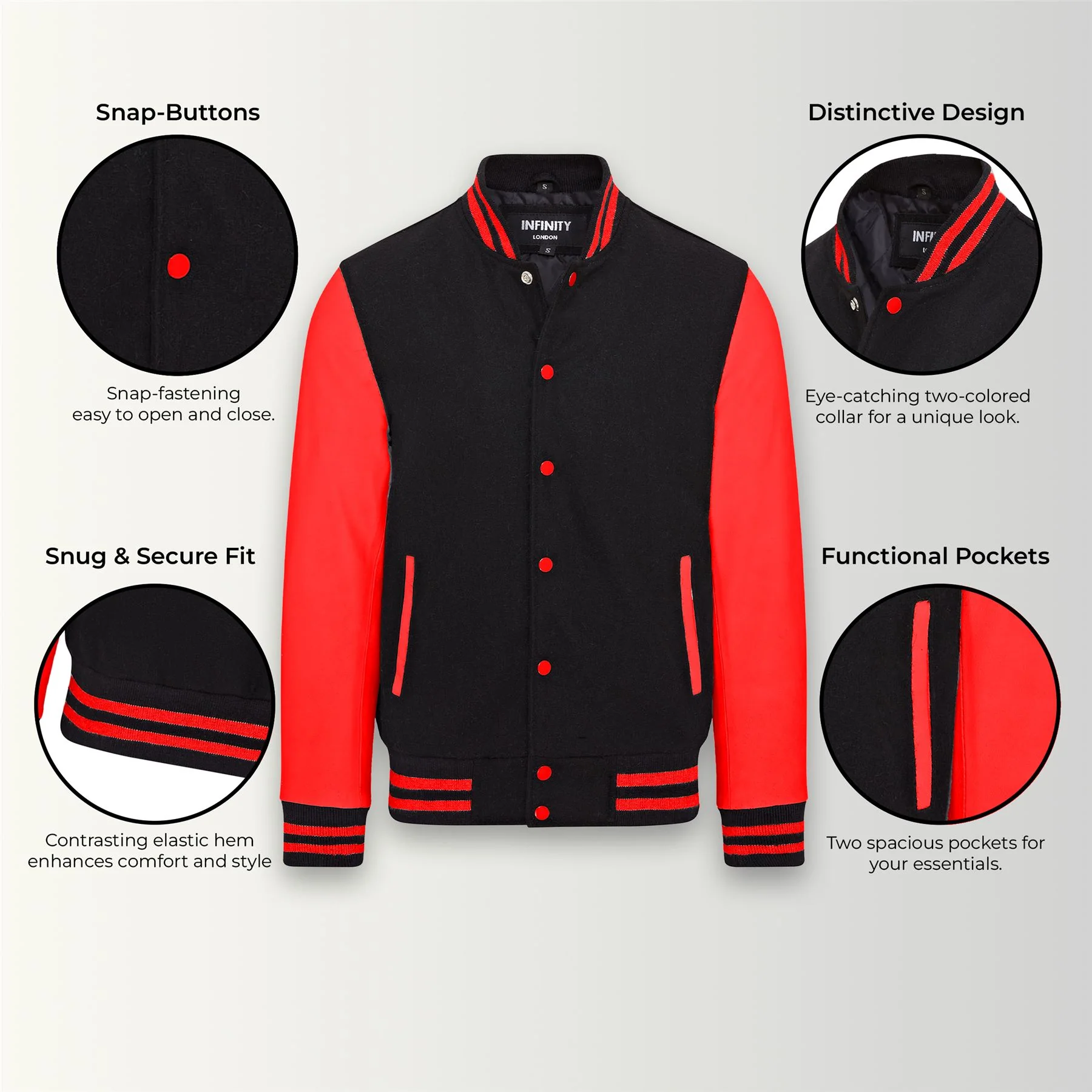 Letterman Baseball Wool Leather Varsity Bomber Jacket - Wallingford - Image 33