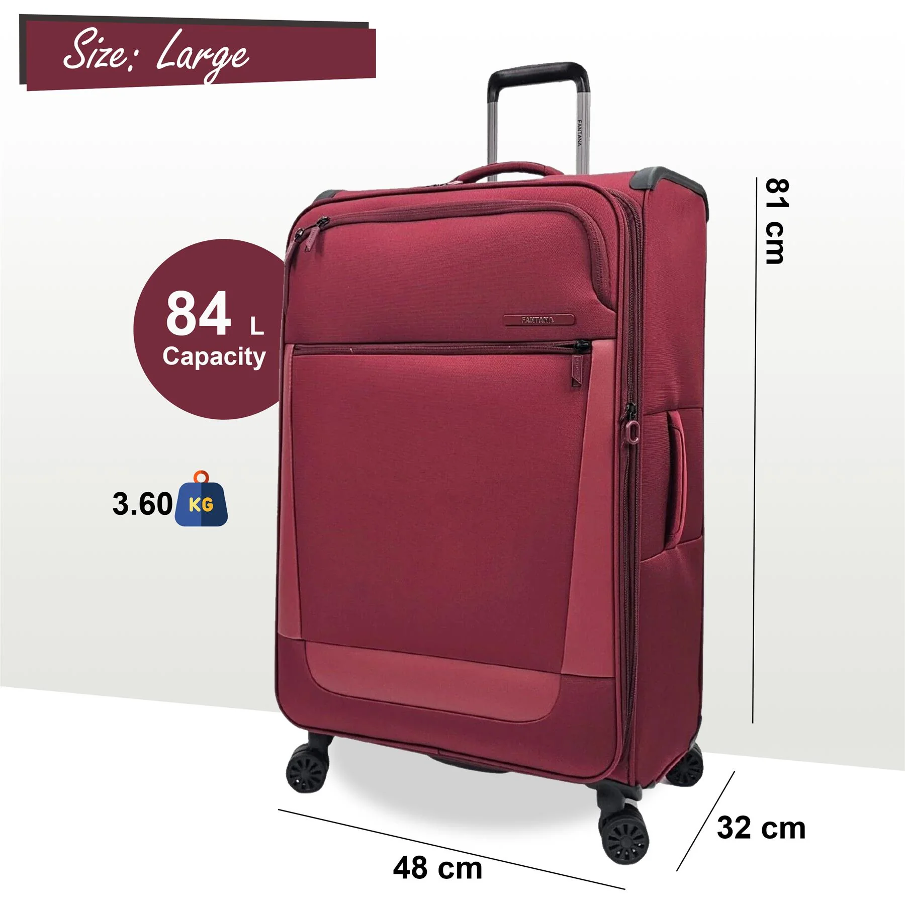 Lightweight 4 Wheel Luggage Suitcase - Image 49