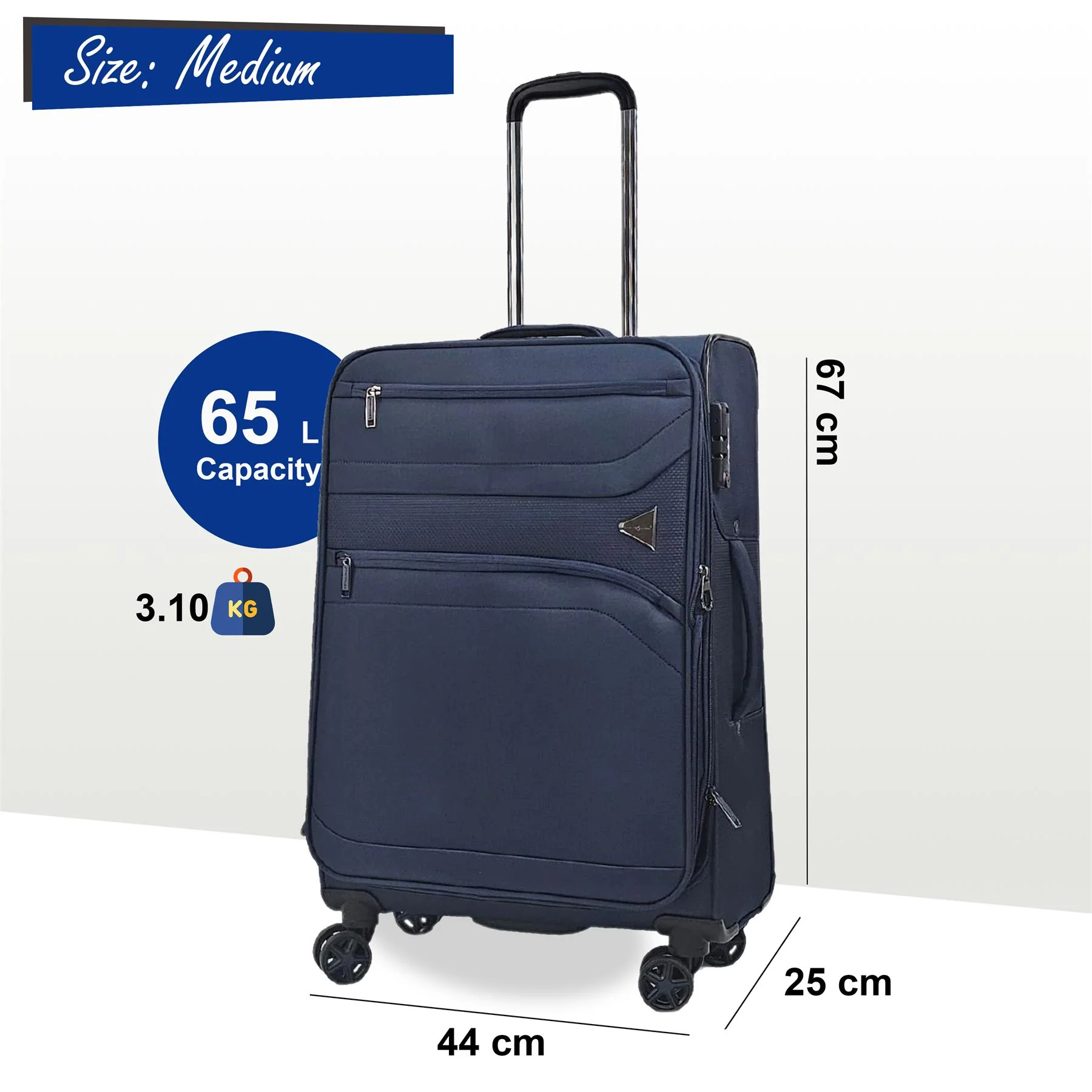 Lightweight Soft Dual 4 Wheel Luggage Suitcases - Image 54