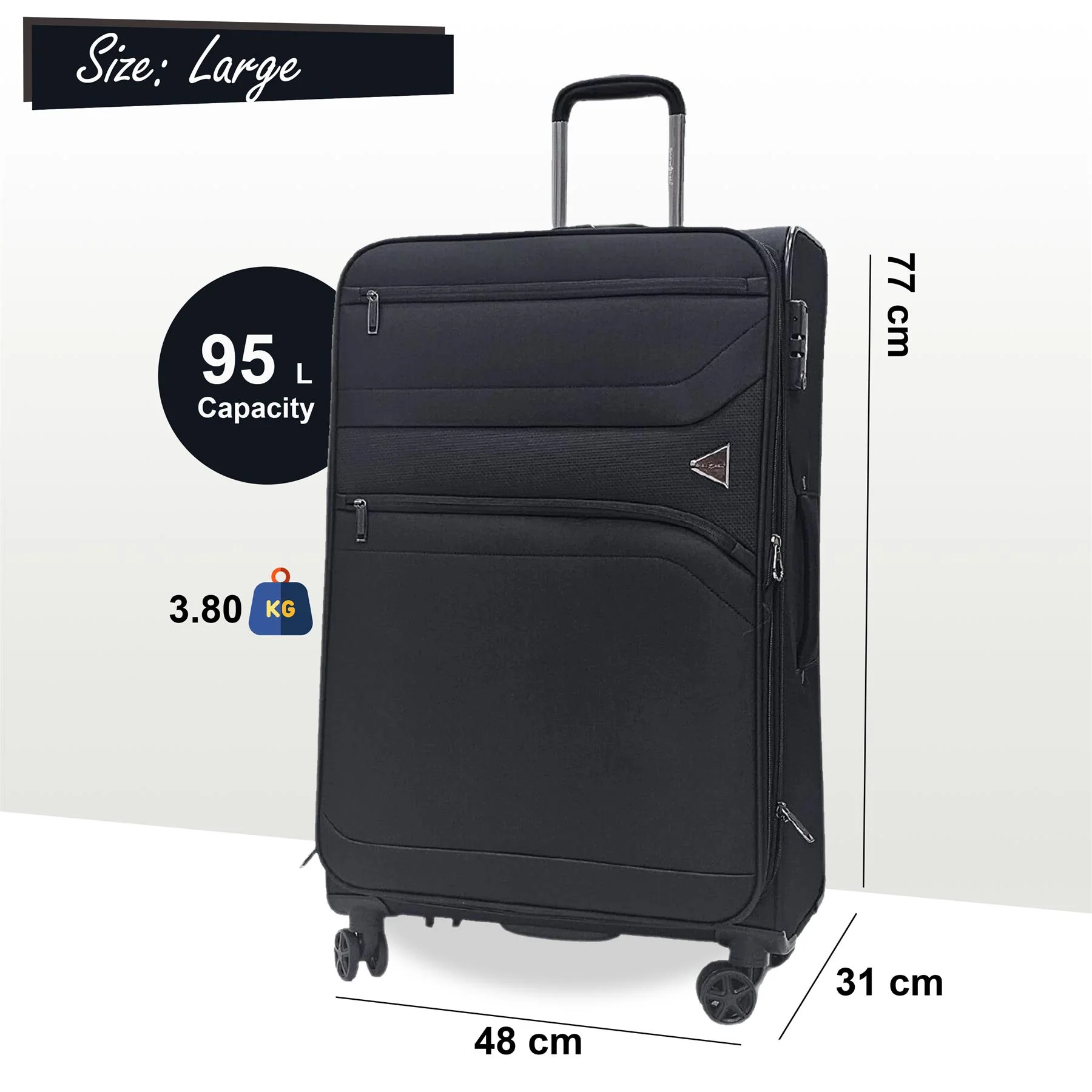 Lightweight Soft Dual 4 Wheel Luggage Suitcases - Image 76