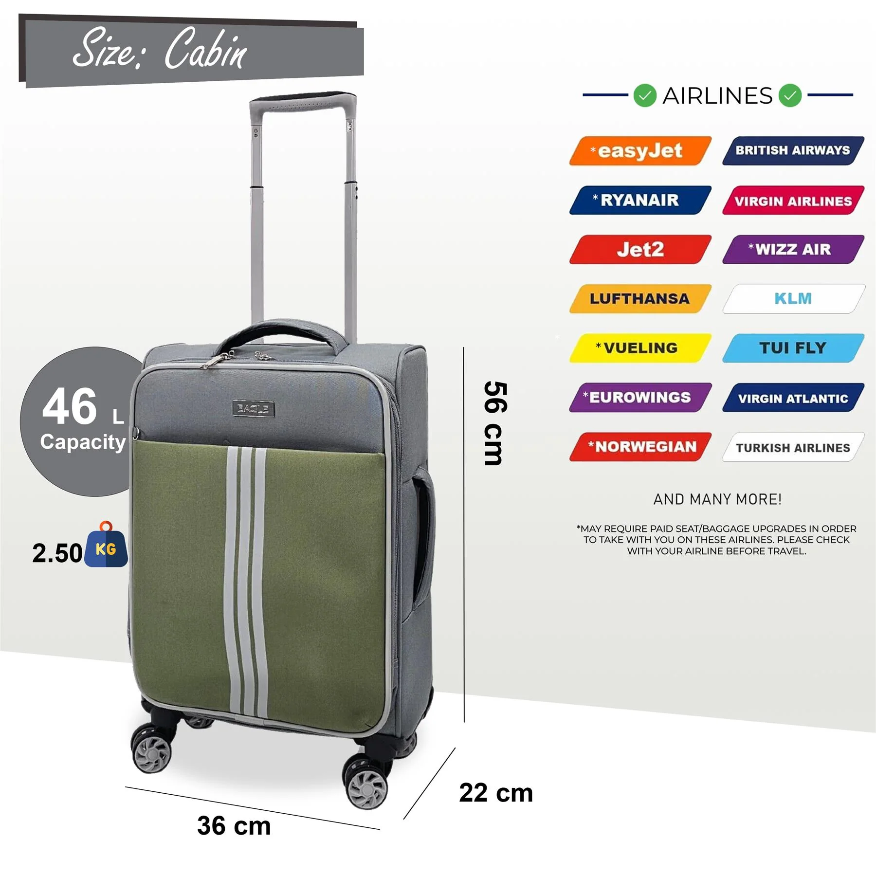Lightweight Soft Suitcases 4 Wheel Luggage Travel Bag - Image 4