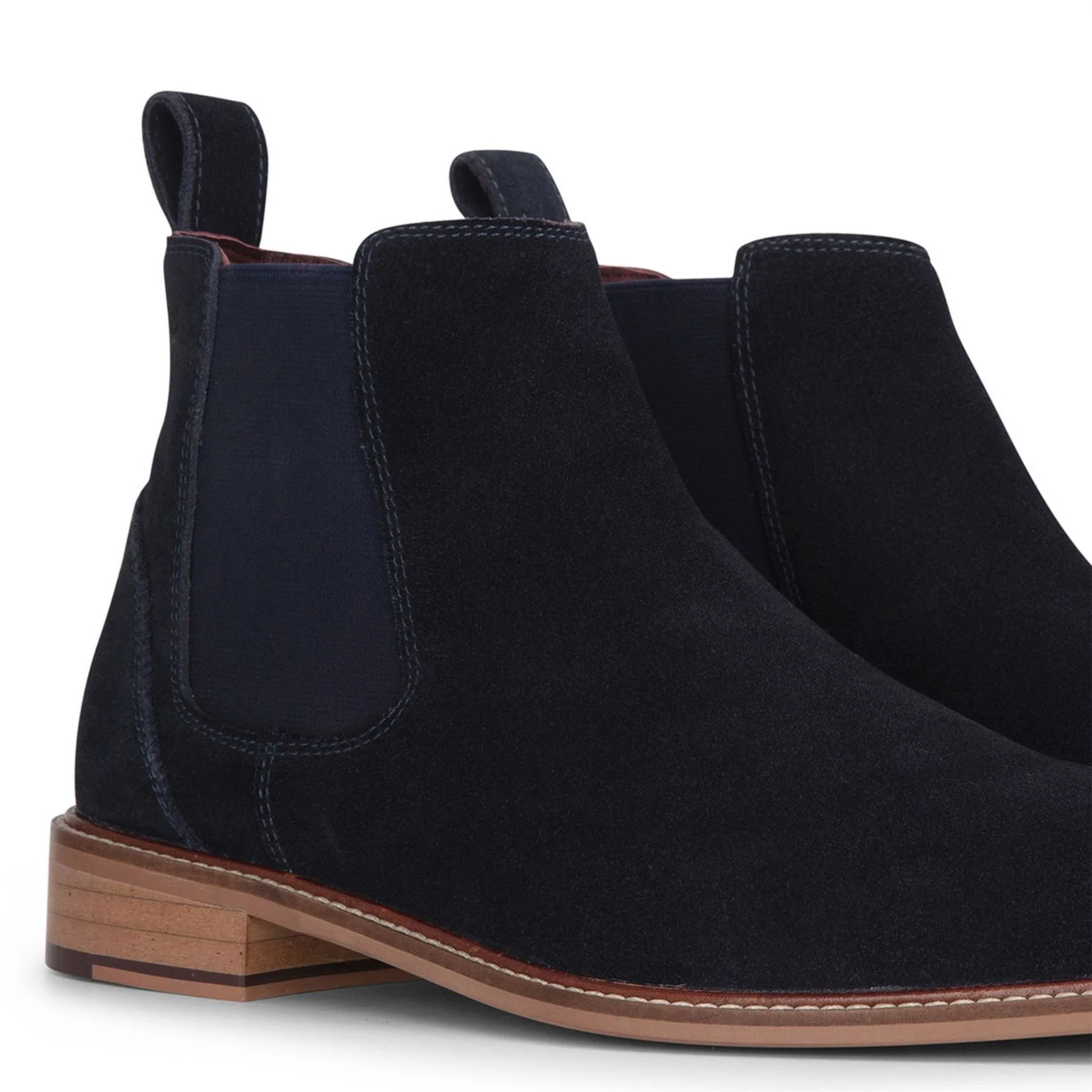 London Brogues Men's Navy Blue Suede Leather Chelsea Boots - Image 3