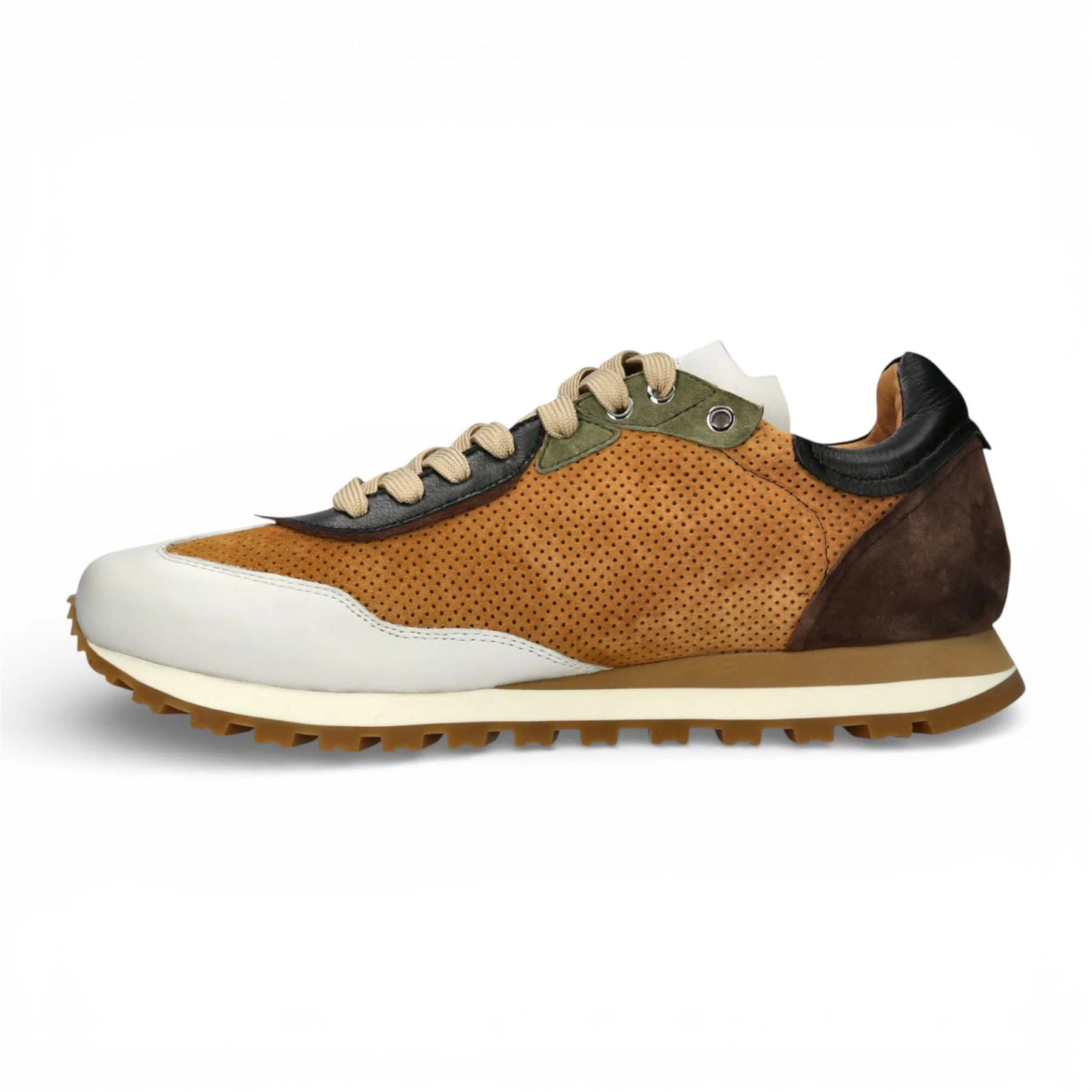 Lorenzo Conti Men's Aglae 02 Tan White Leather Trainers Sneaker Shoes - Image 5