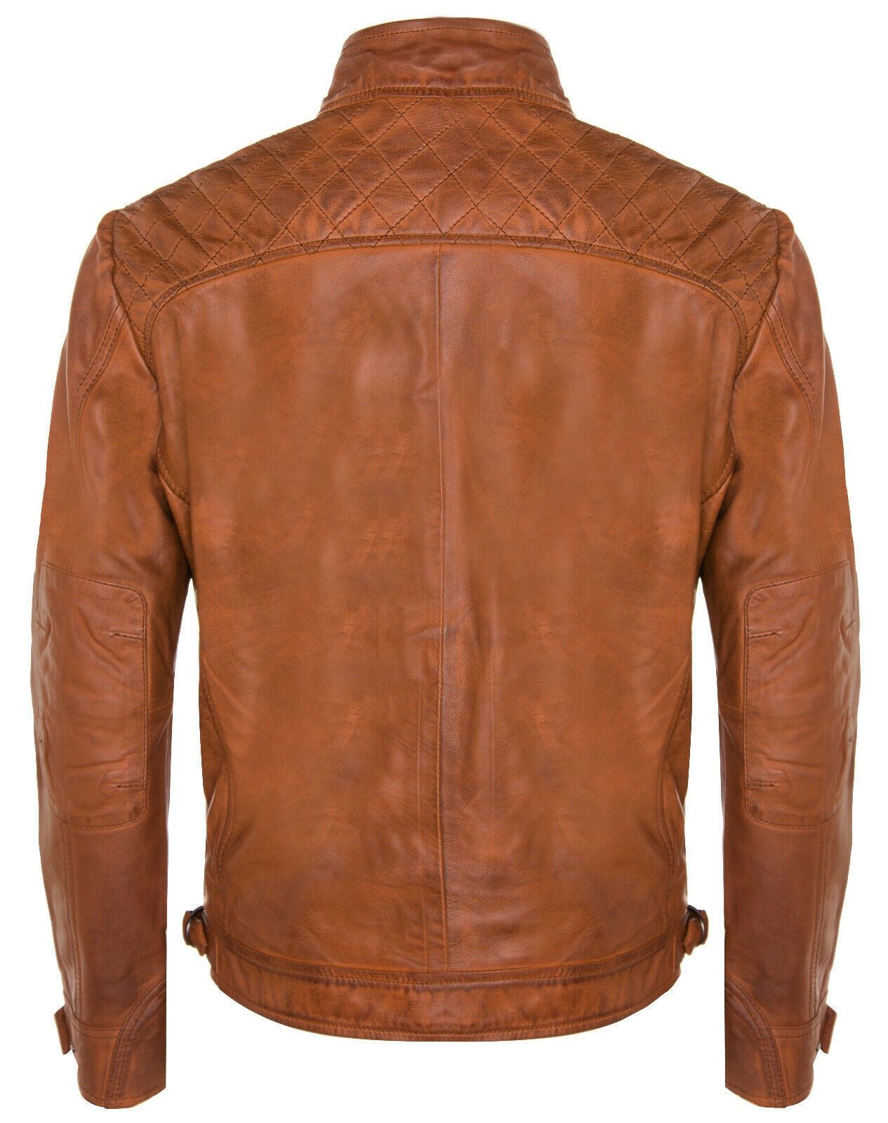 Men Classic Leather Quilted Biker Jacket-Silsden - Image 11