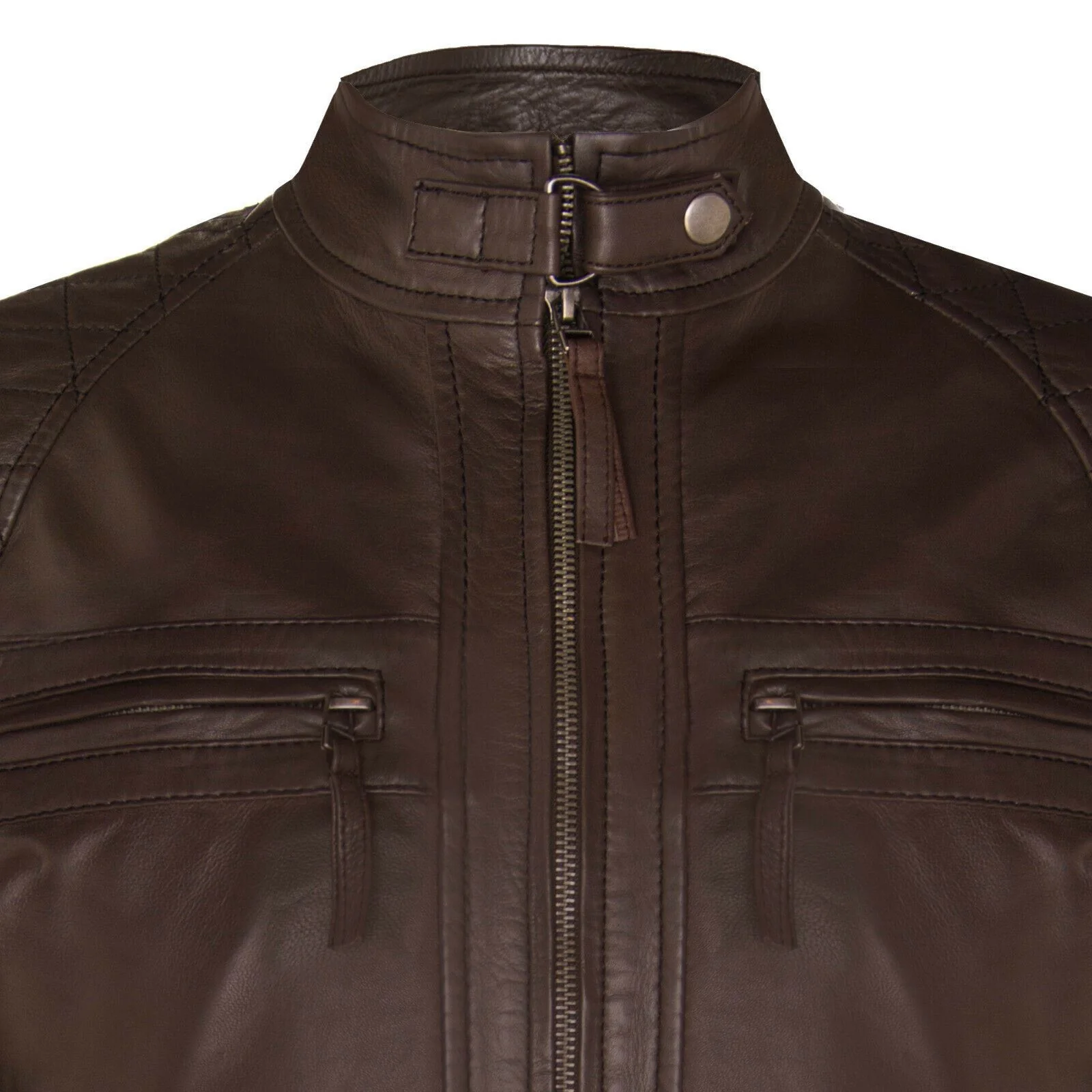 Men Classic Leather Quilted Biker Jacket-Silsden - Image 24