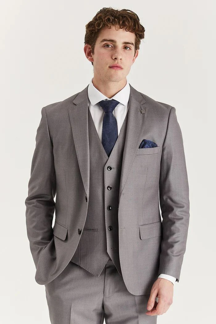 Men’s Grey Tailored 3 Piece Suit Formal Classic Suit