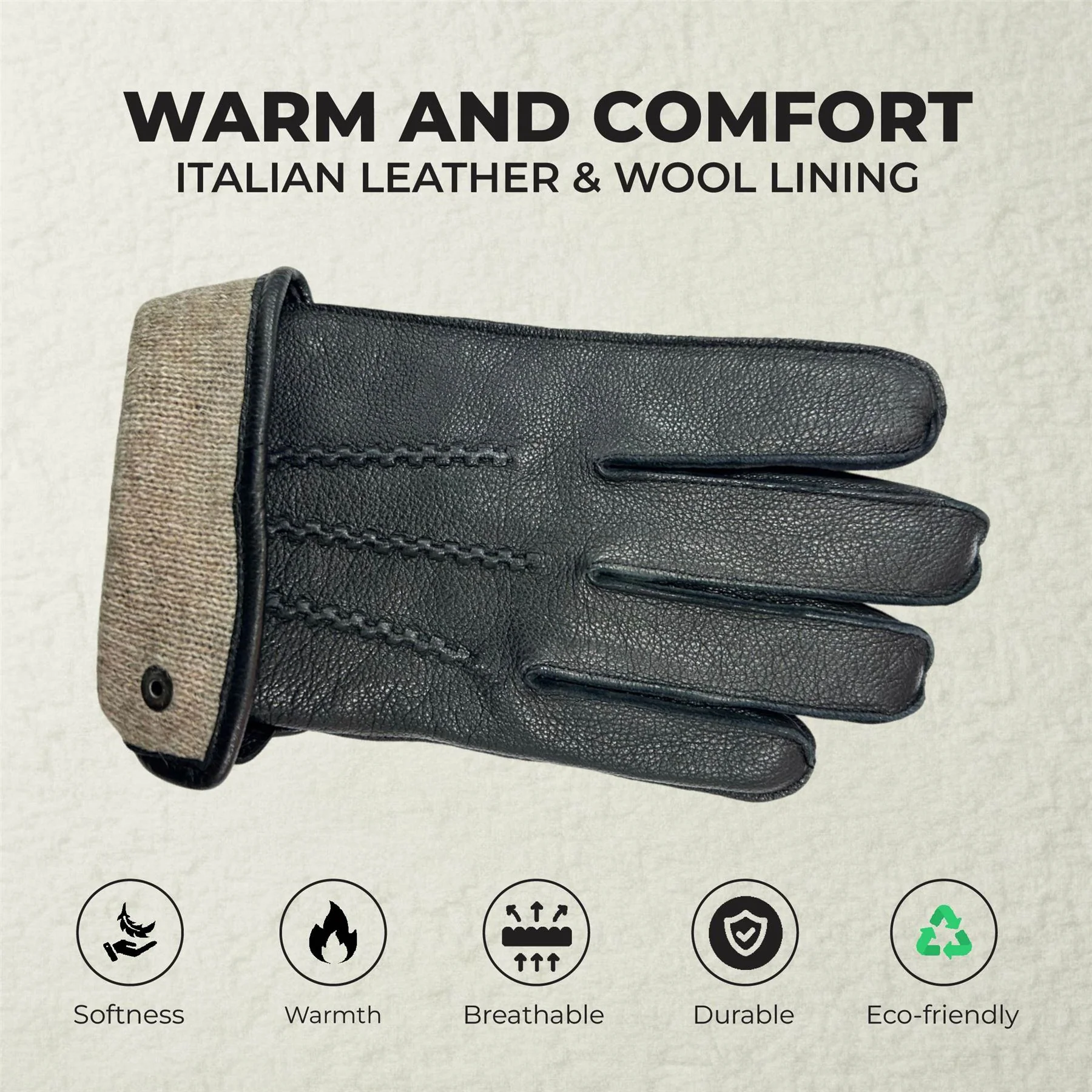 Men’s Italian Leather Warm Wool-Lined Winter Gloves - M-LGV-505 - Image 21