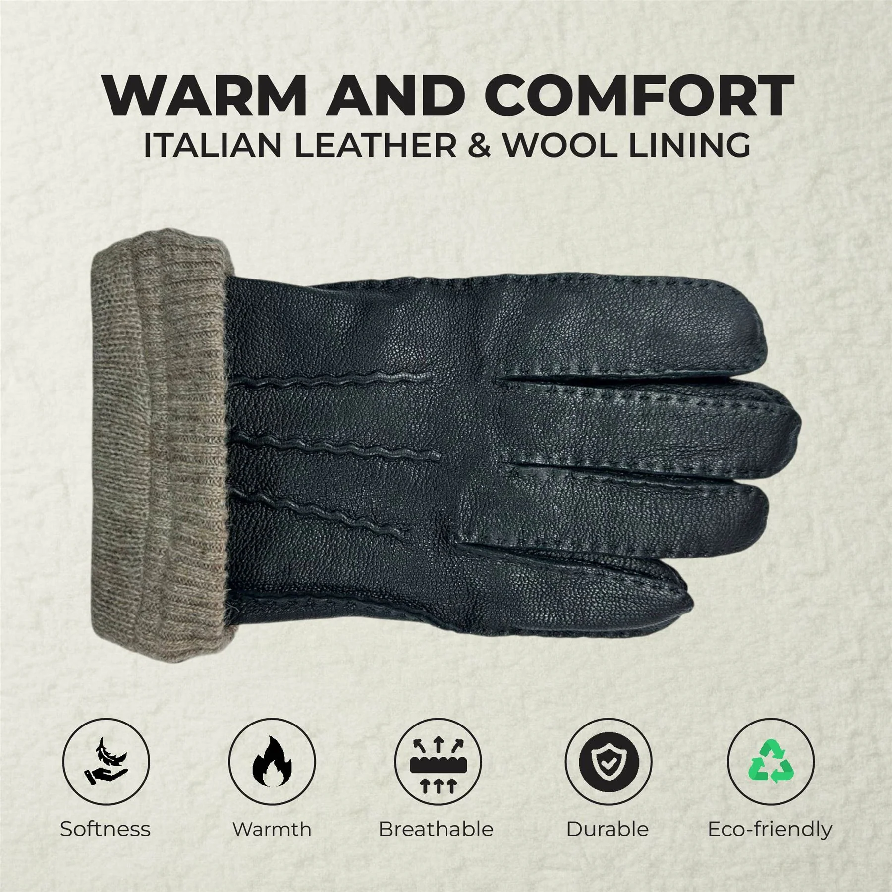 Men’s Italian Leather Warm Wool Lining Winter Gloves - M-LGV-405 - Image 13