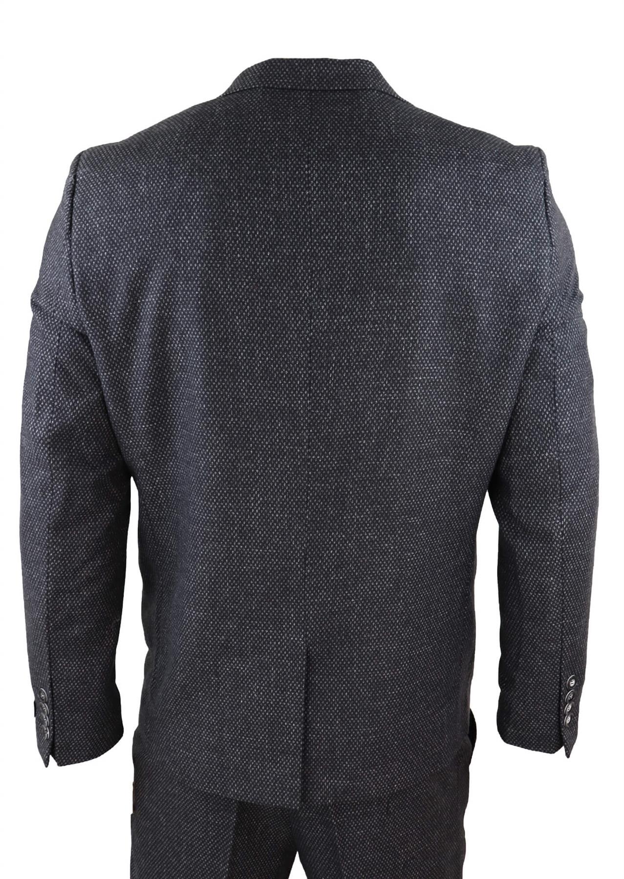 Men's 3 Piece Black Herringbone Tweed Suit - Image 6