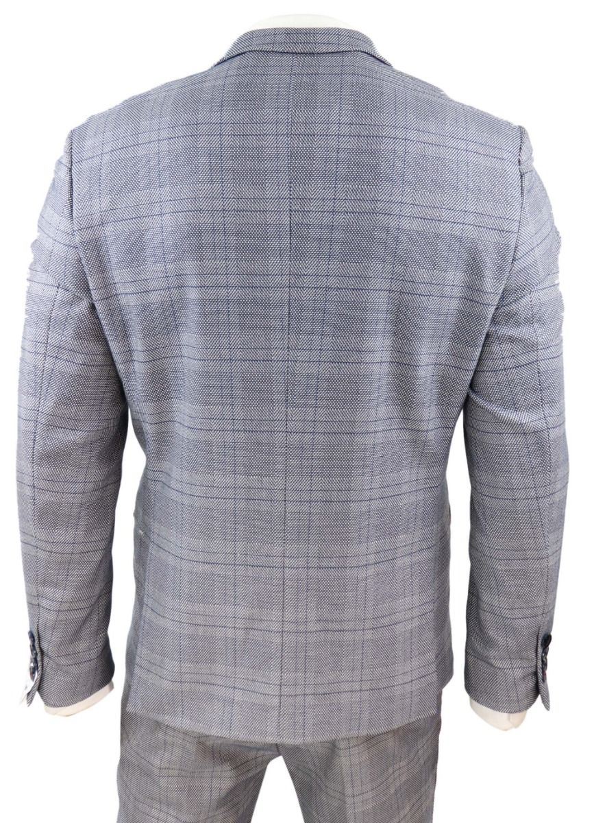 Mens 3 Piece Grey Birdseye Check Classic Suit - Image 6